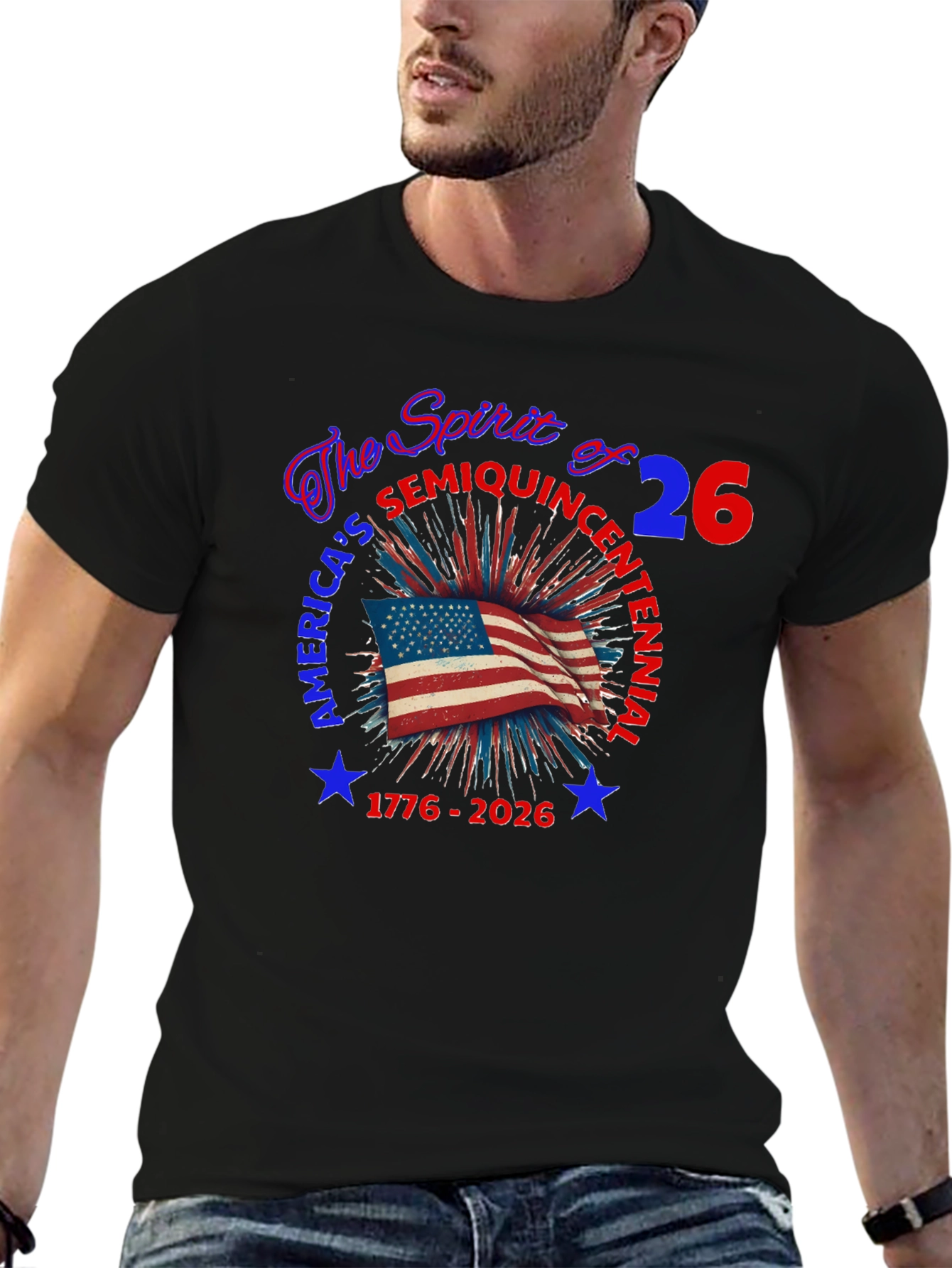 Patriotic Americas Semiquincentennial Black T-shirt