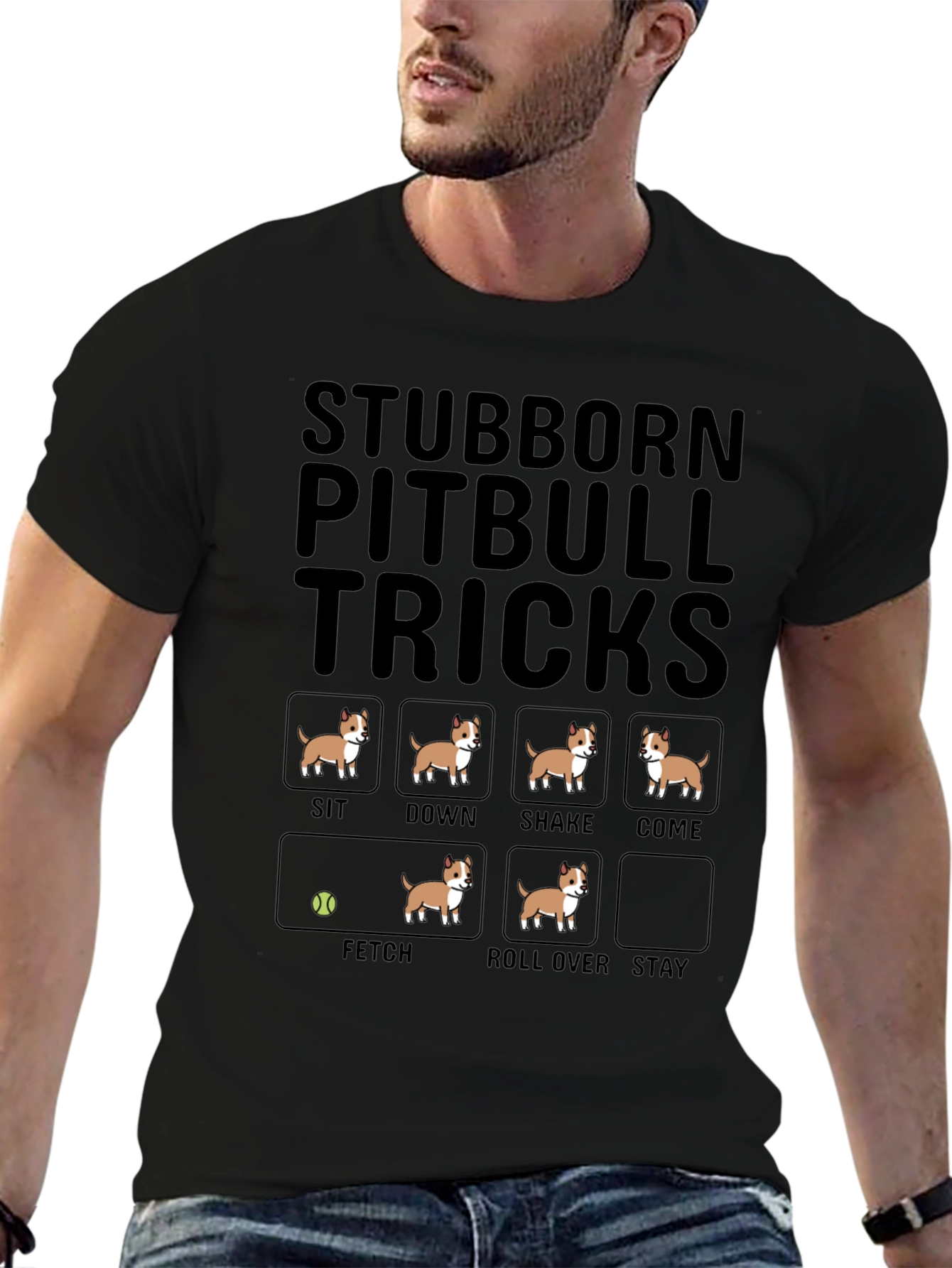 Stubborn Pitbull Tricks T-Shirt Funny Dog Tee