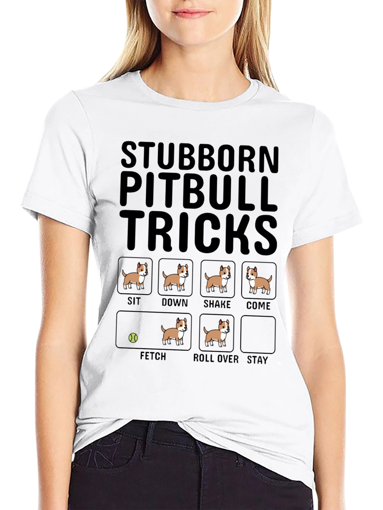Stubborn Pitbull Tricks T-Shirt Funny Dog Tee