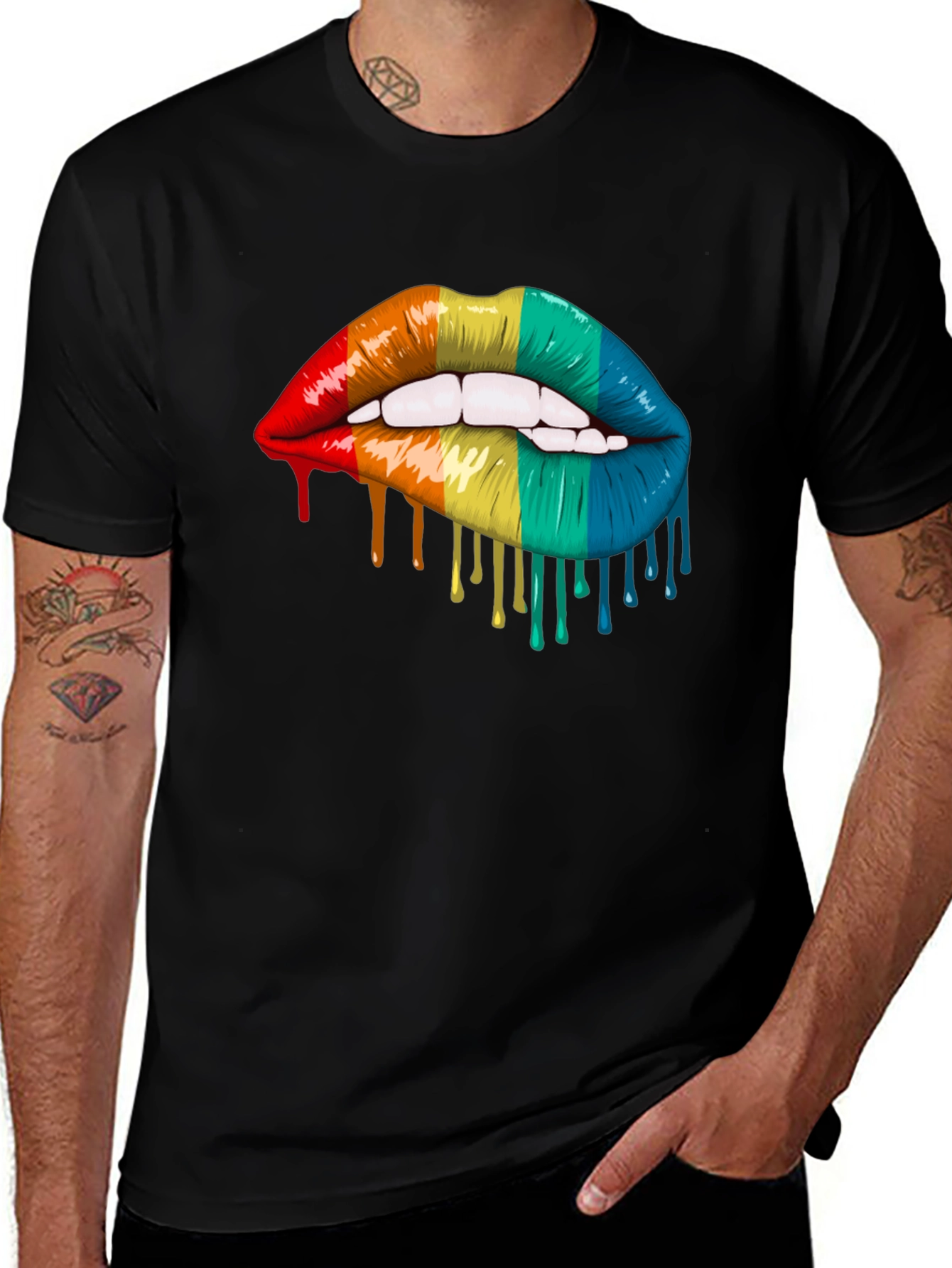 Rainbow Lips Graphic T-Shirt - Pride Tee