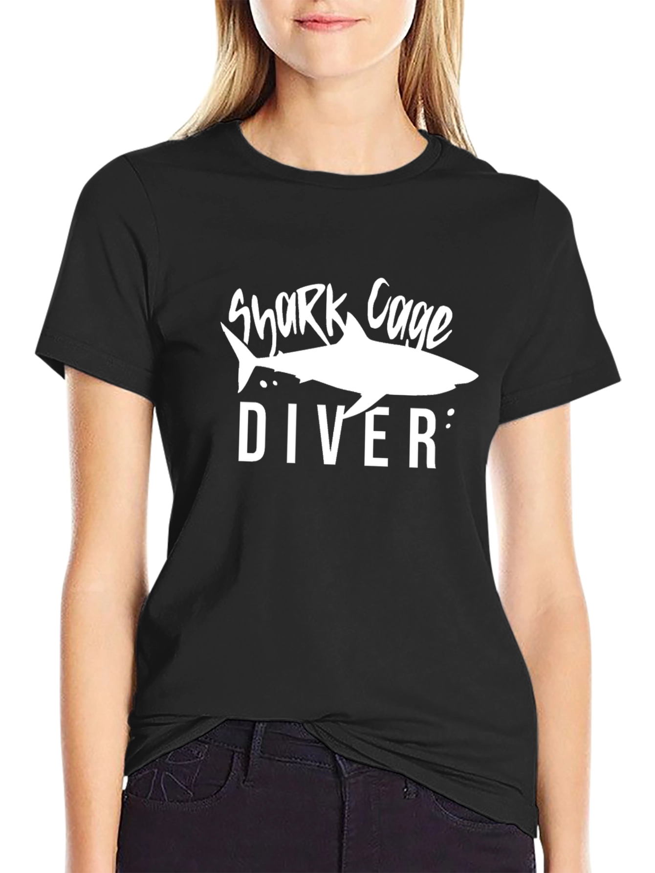 Shark Cage Diver Graphic Tee - Dive Adventure Shirt