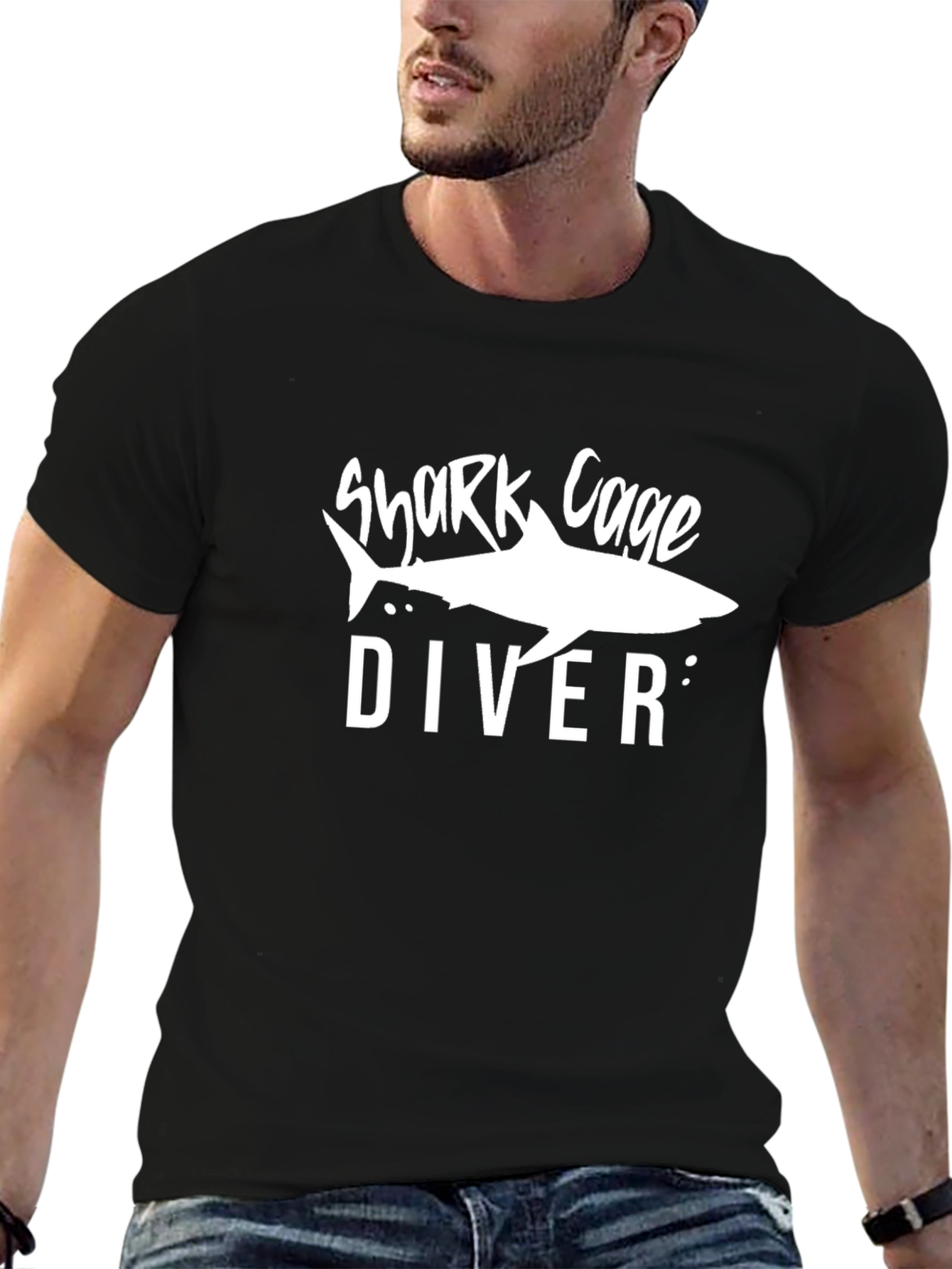 Shark Cage Diver Graphic Tee - Dive Adventure Shirt