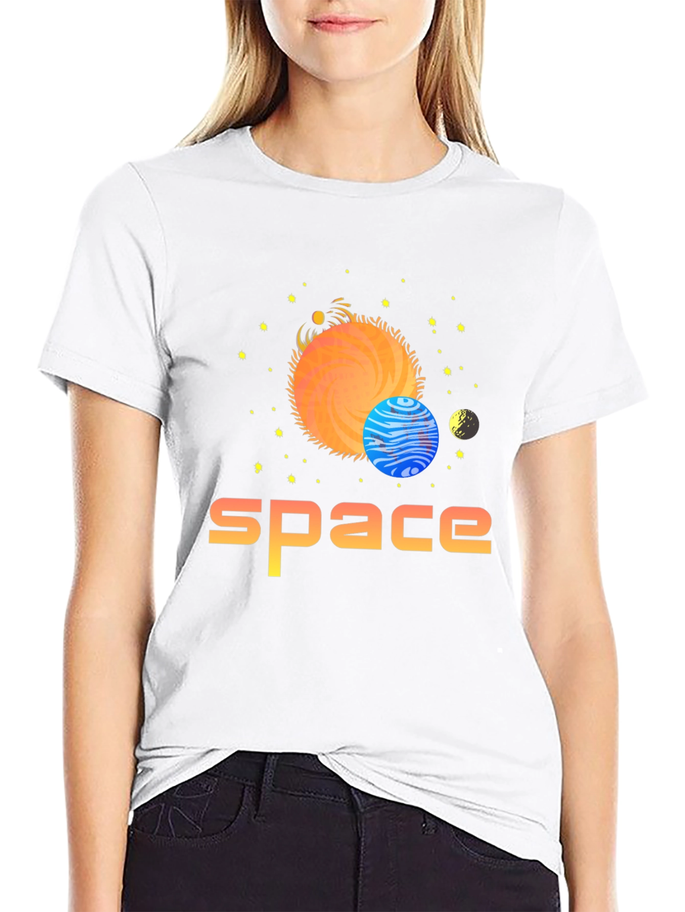 Space Graphic Print T-Shirt - Stylish Outer Space Design