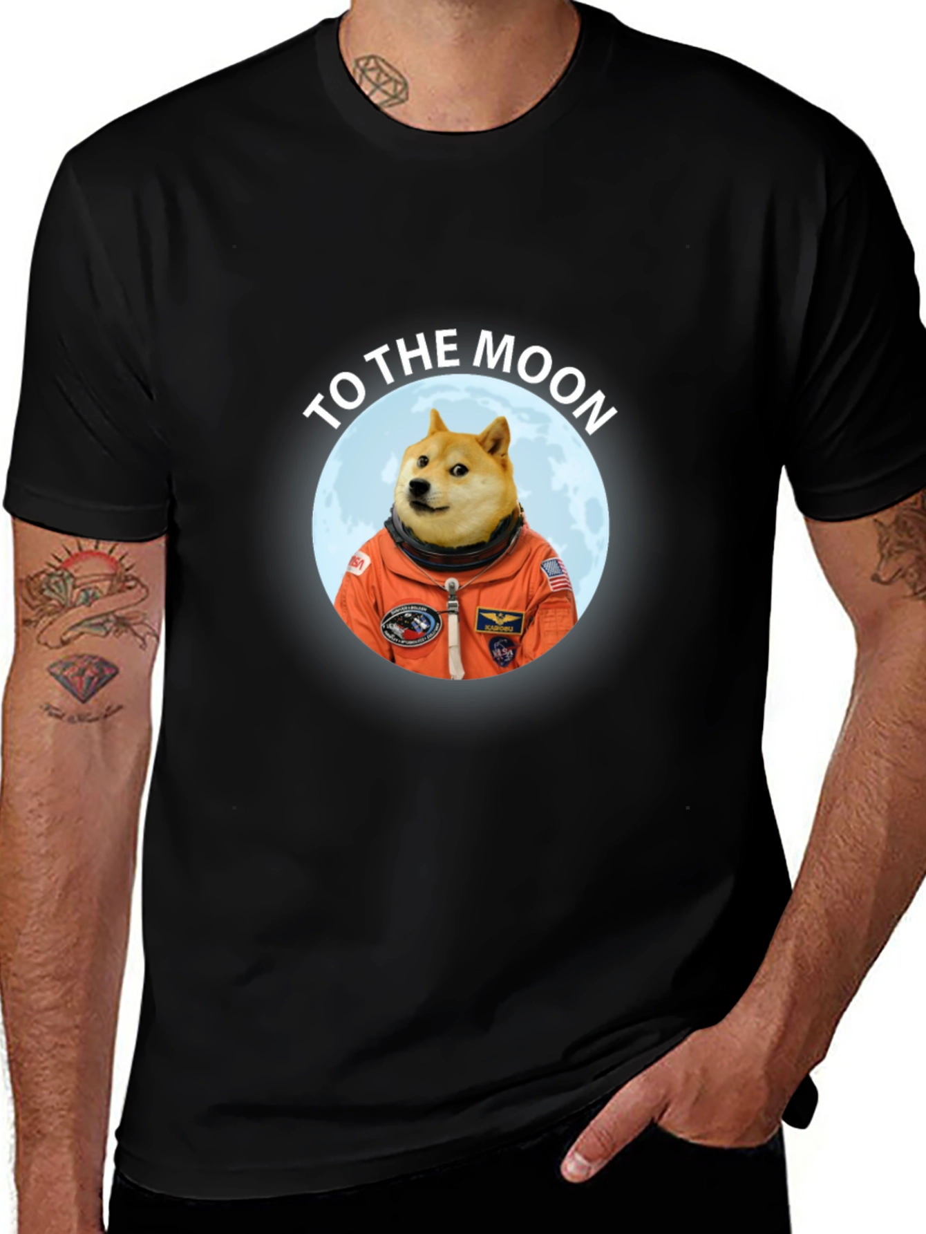 Doge to the Moon Black T-Shirt