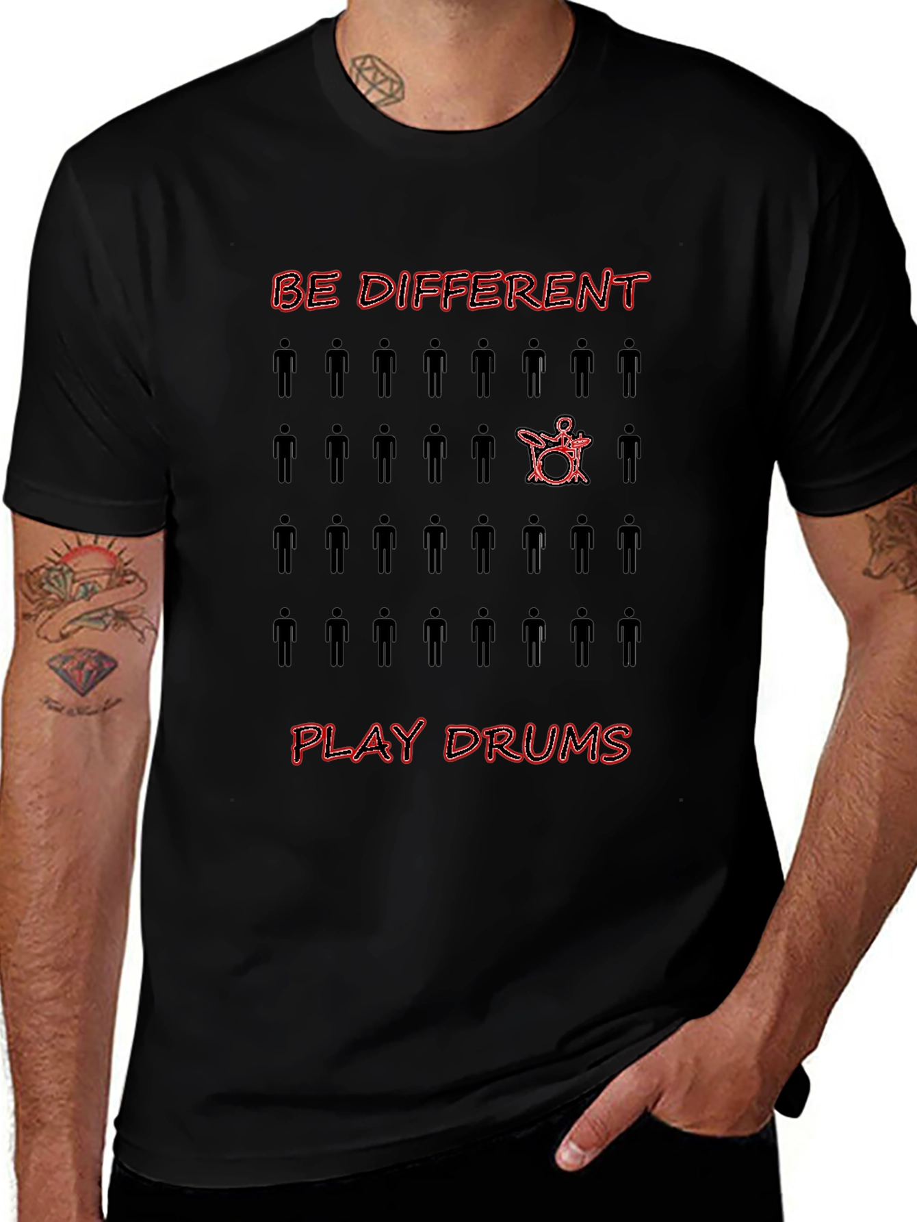 Be Different Play Drums Graphic Tee