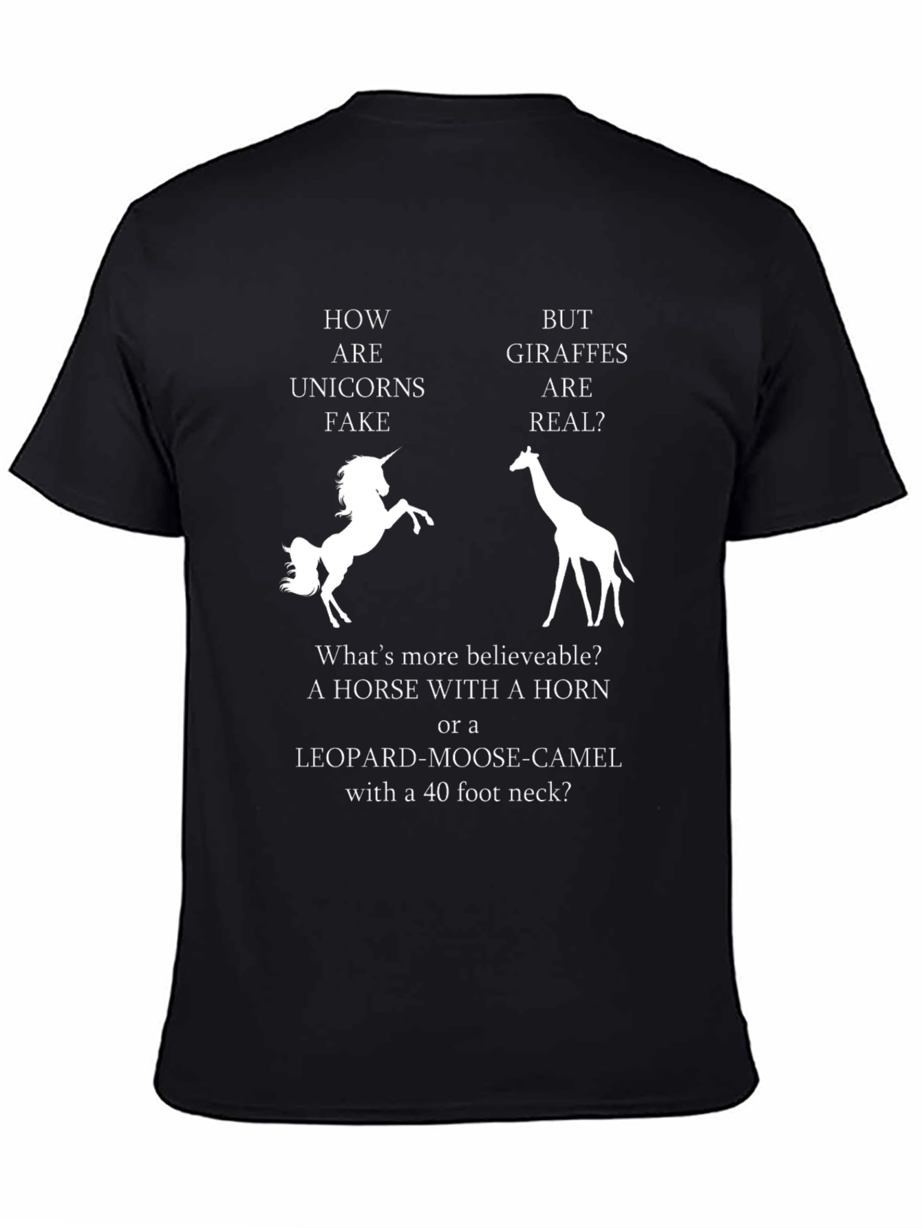 Unicorn vs Giraffe Funny Graphic T-Shirt