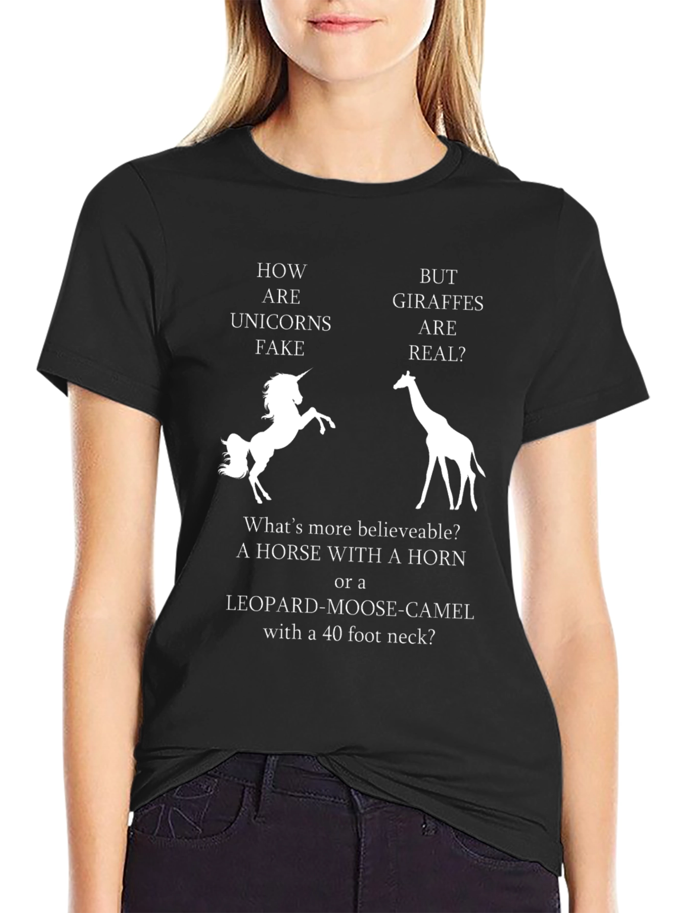 Unicorn vs Giraffe Funny Graphic T-Shirt