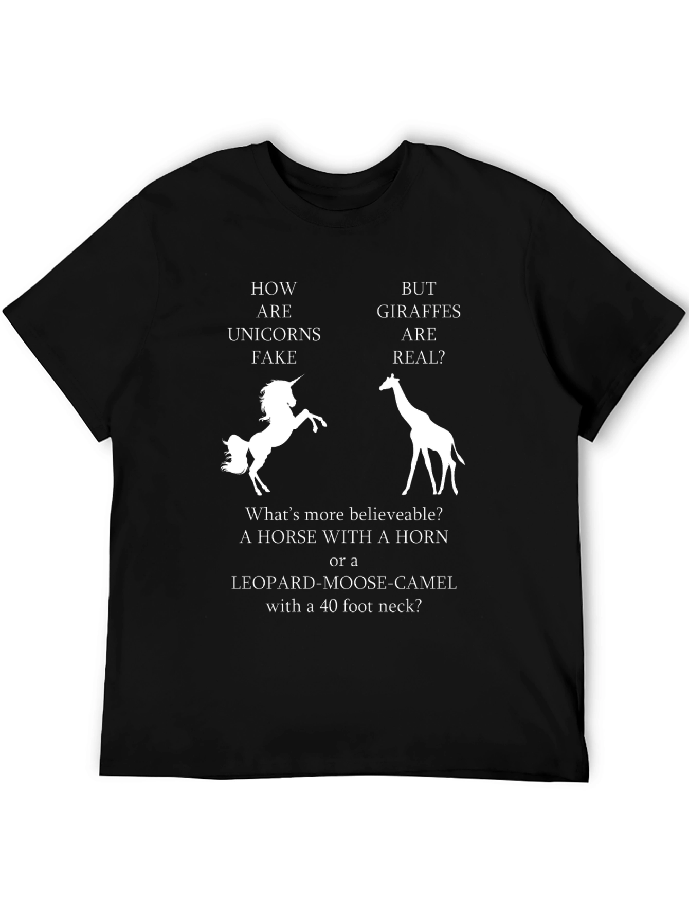 Unicorn vs Giraffe Funny Graphic T-Shirt