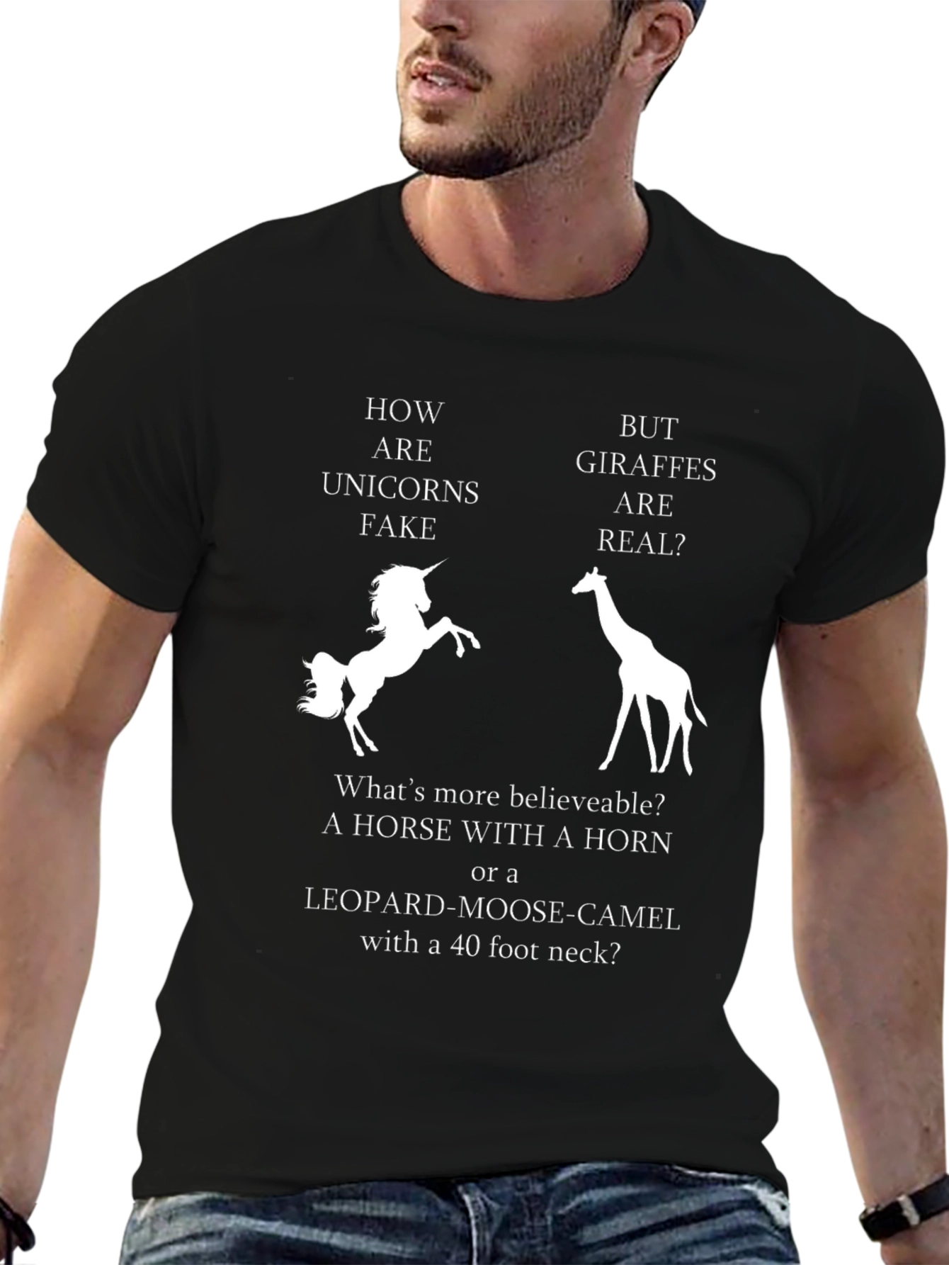 Unicorn vs Giraffe Funny Graphic T-Shirt