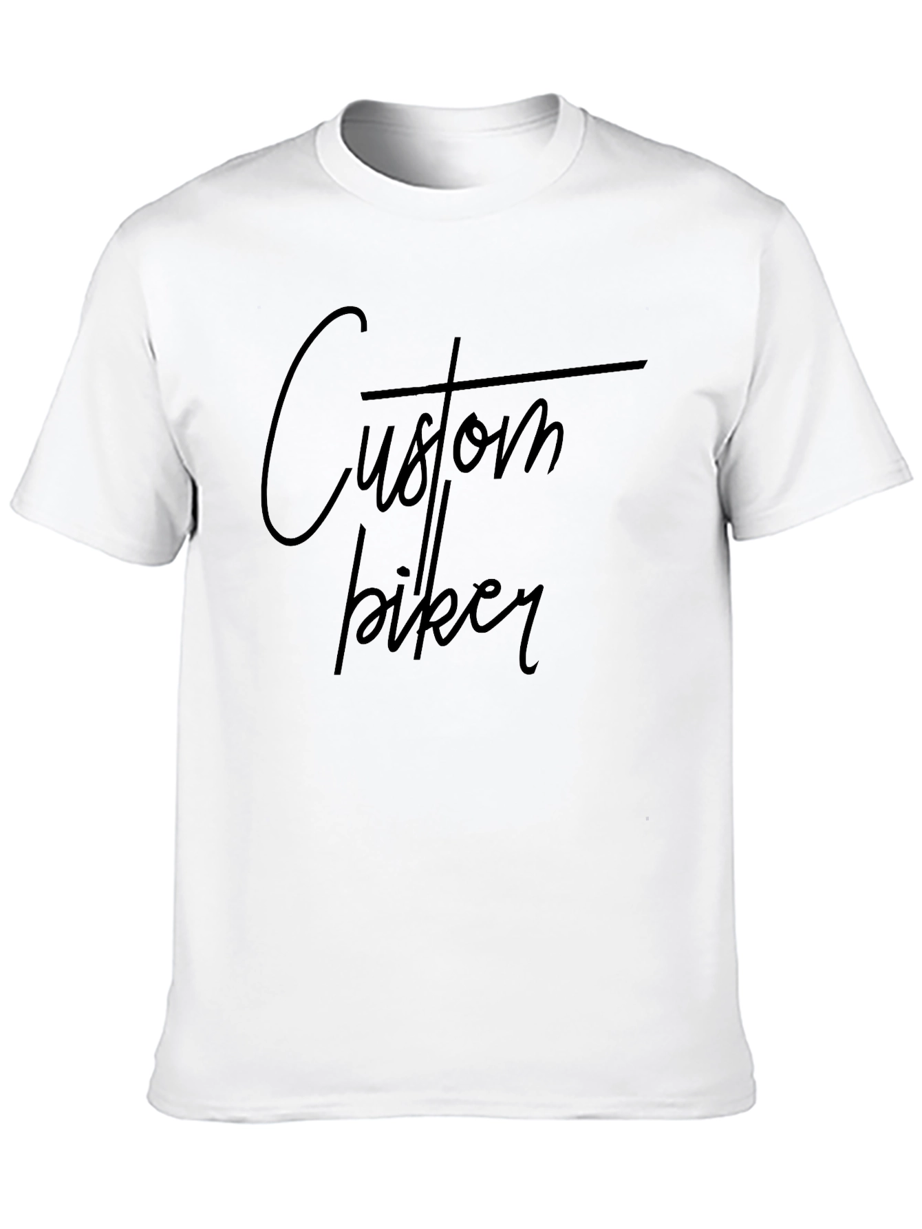Custom Biker Graphic Tee - Black Cotton T-Shirt