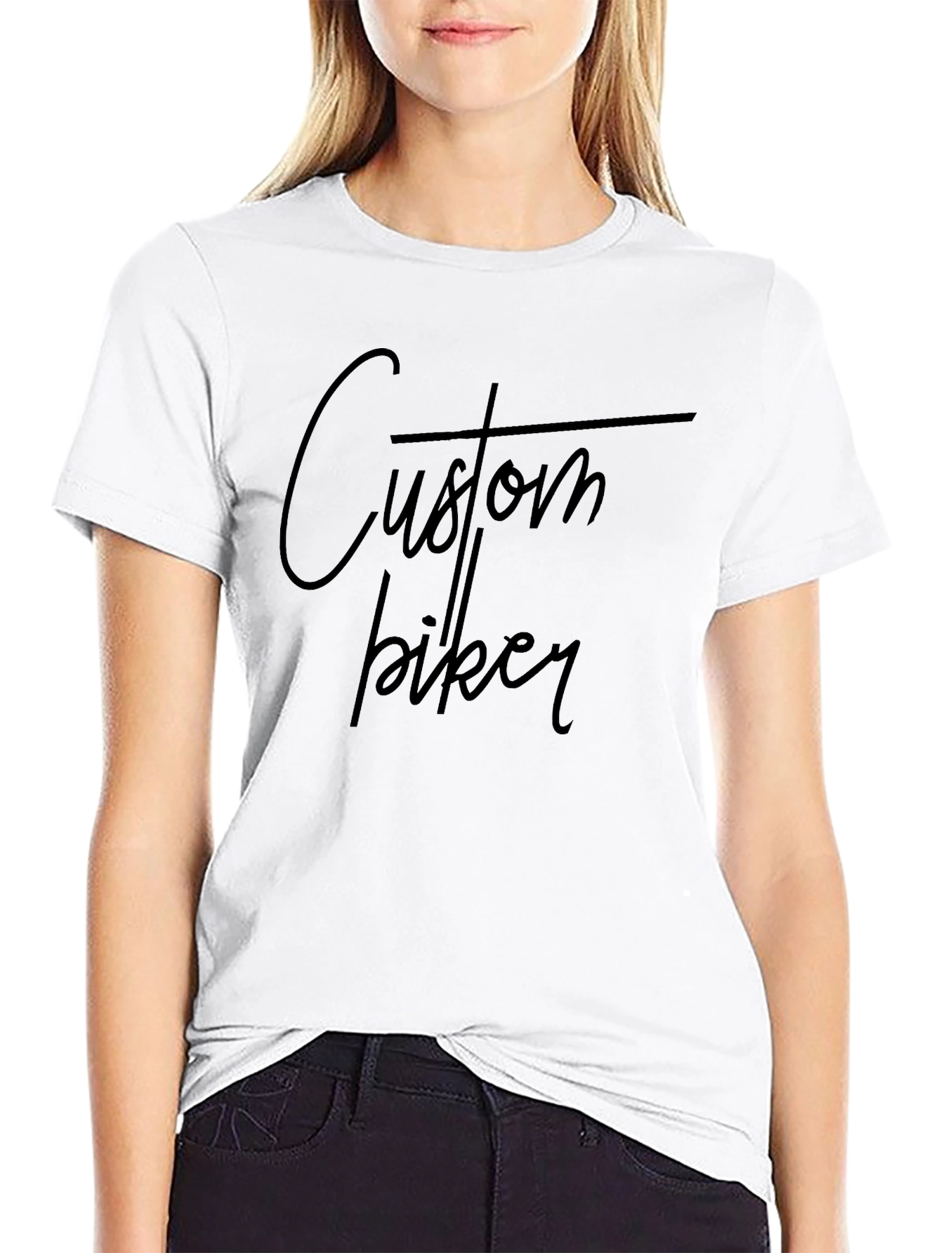 Custom Biker Graphic Tee - Black Cotton T-Shirt