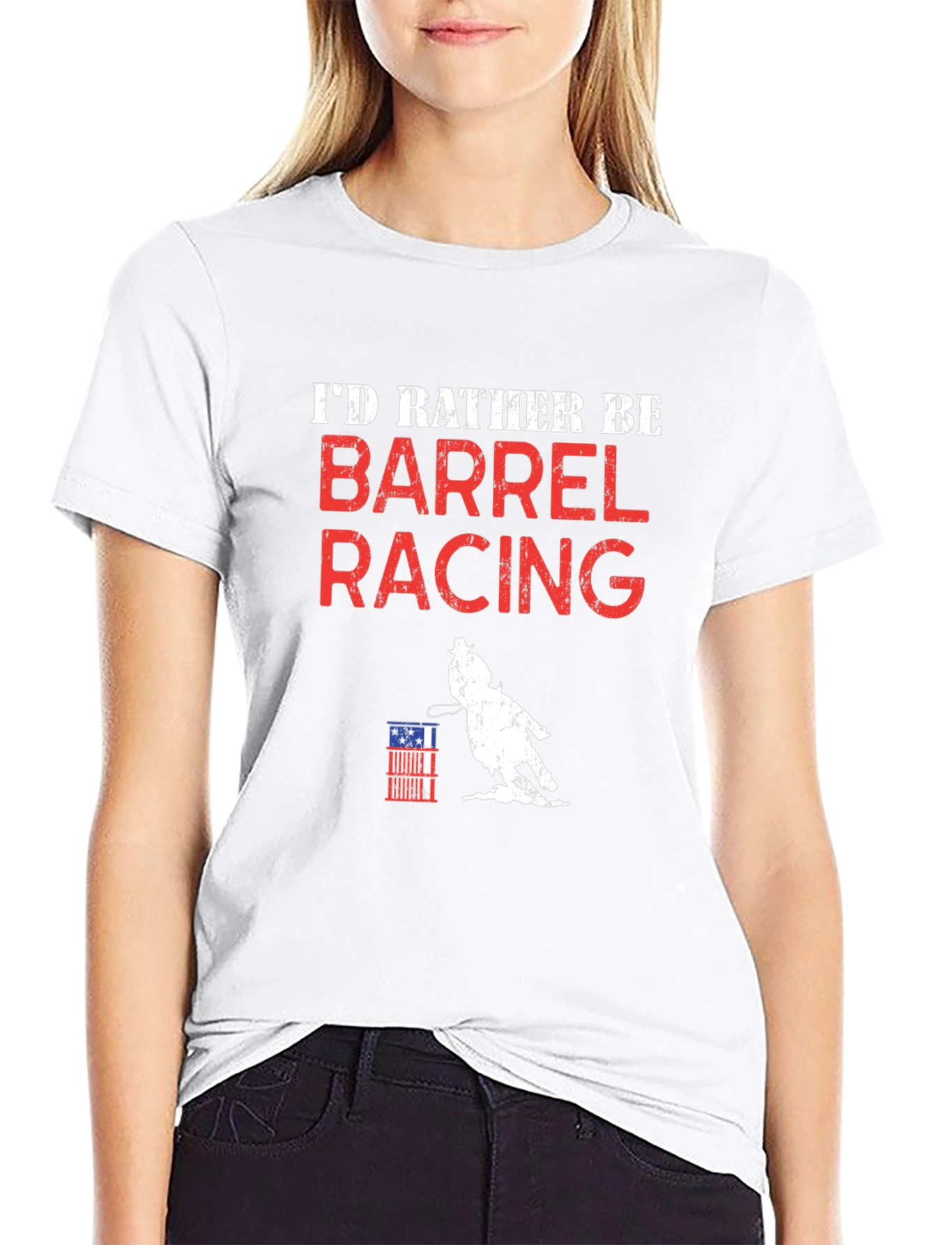 Barrel Racing T-Shirt - Id Rather Be Racing Tee
