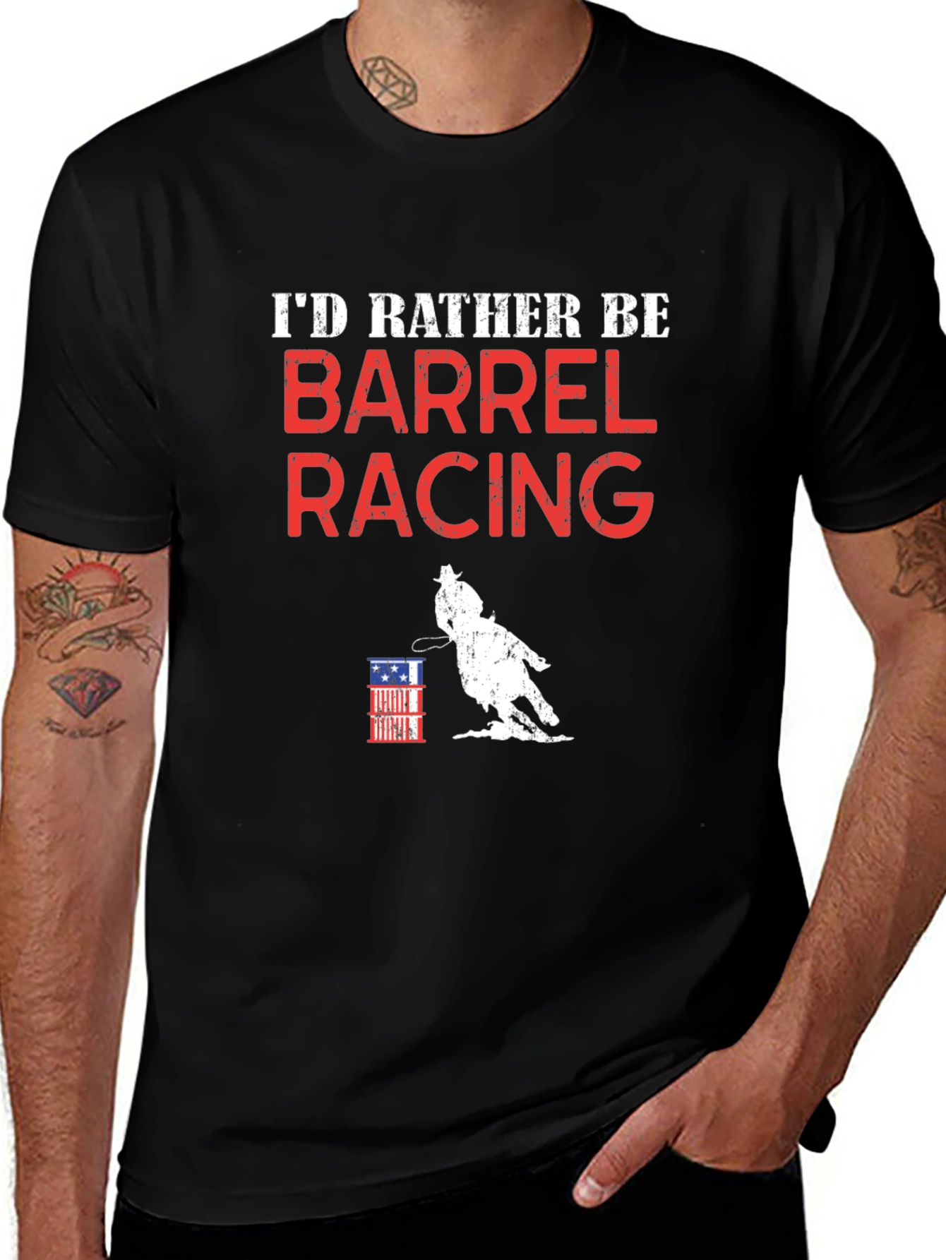 Barrel Racing T-Shirt - Id Rather Be Racing Tee