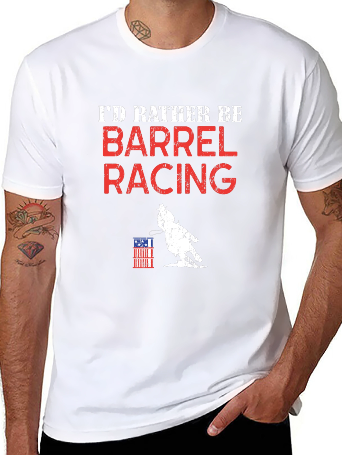 Barrel Racing T-Shirt - Id Rather Be Racing Tee