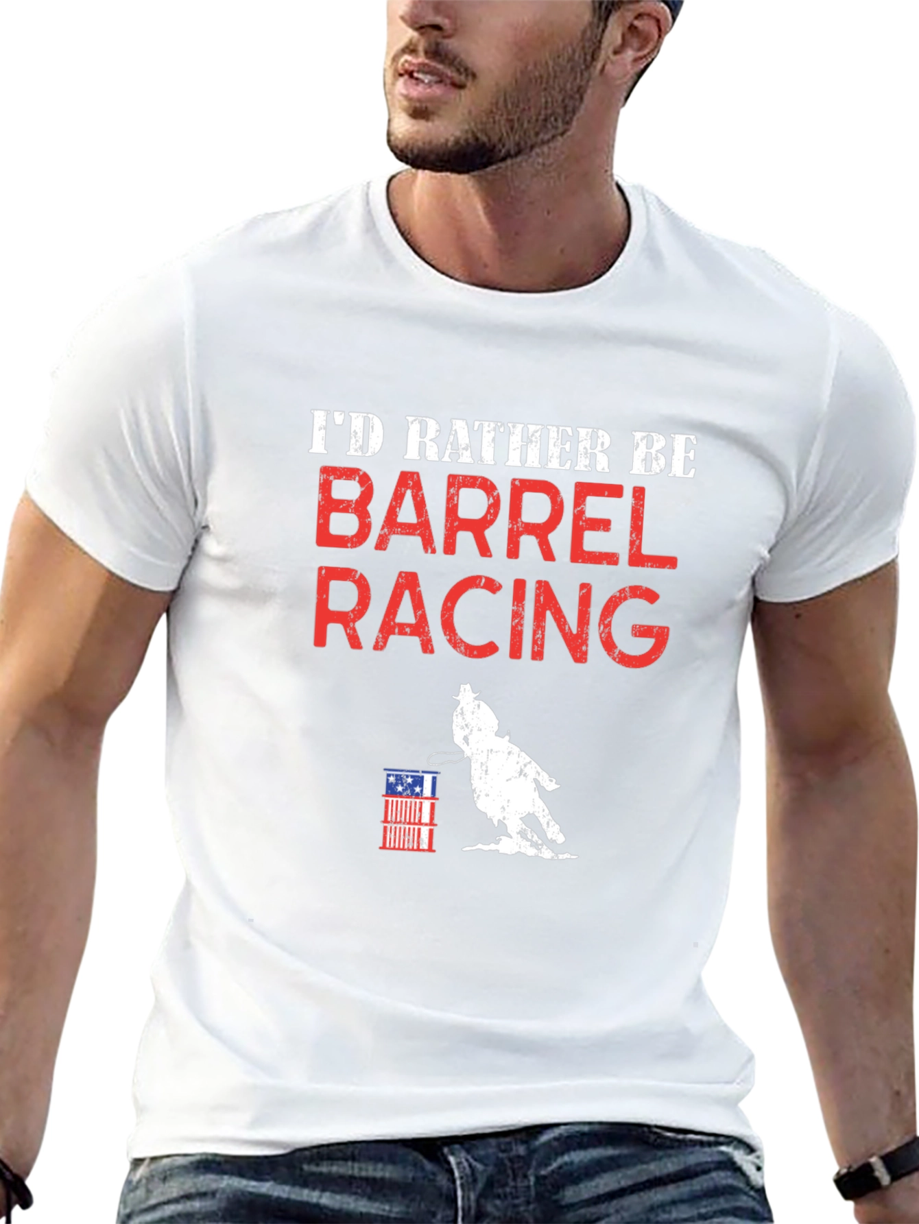 Barrel Racing T-Shirt - Id Rather Be Racing Tee