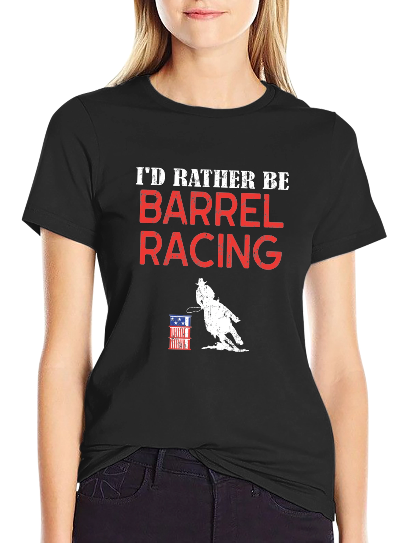 Barrel Racing T-Shirt - Id Rather Be Racing Tee