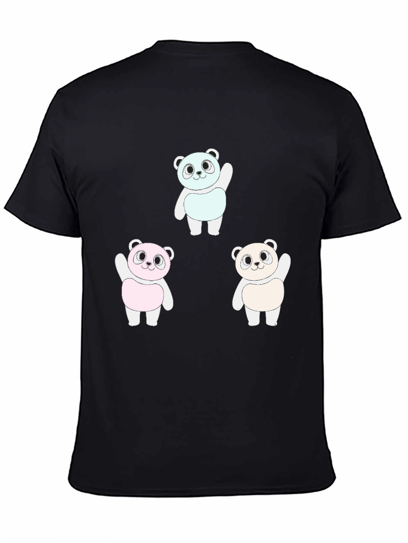 Panda Print Black T-Shirt