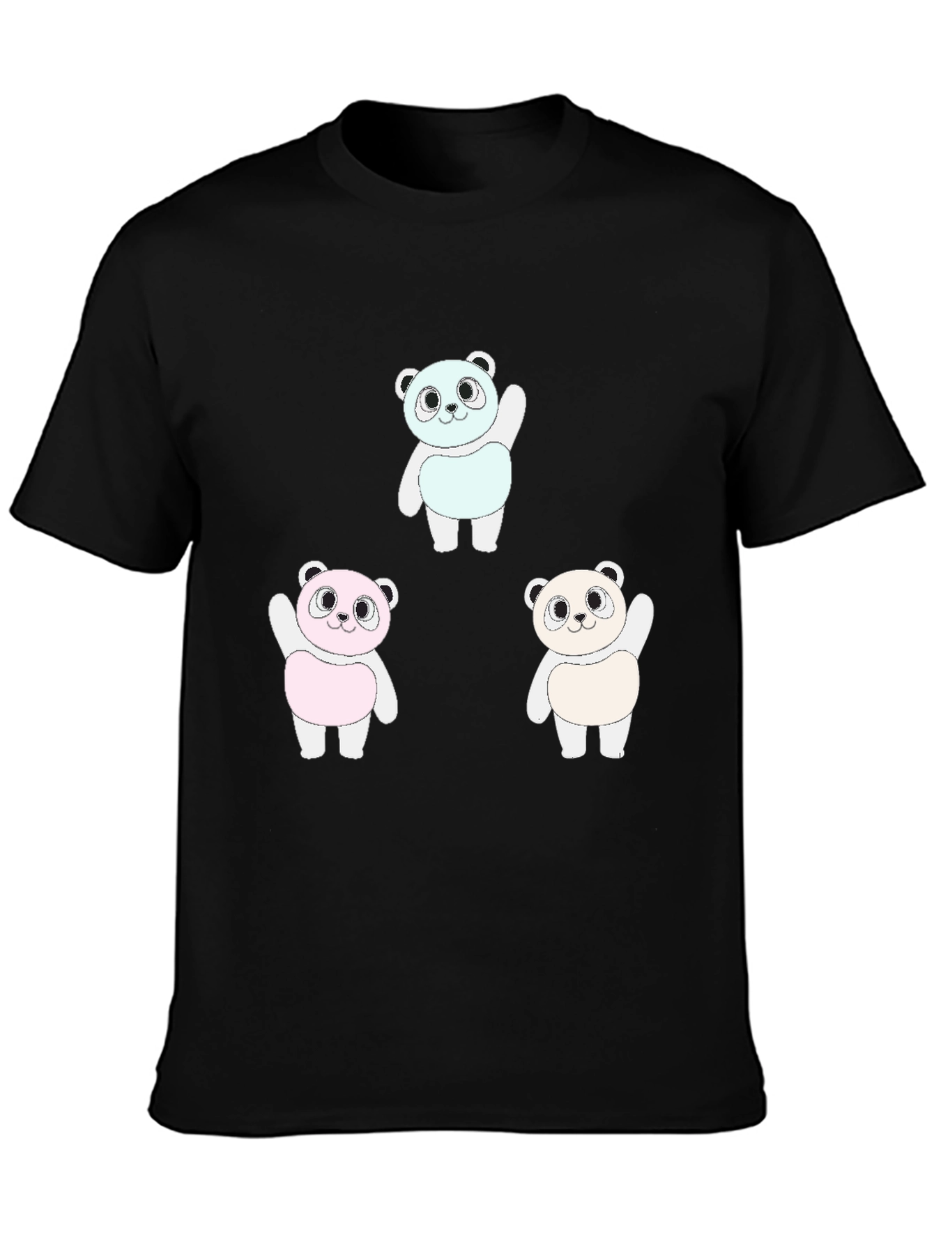 Panda Print Black T-Shirt