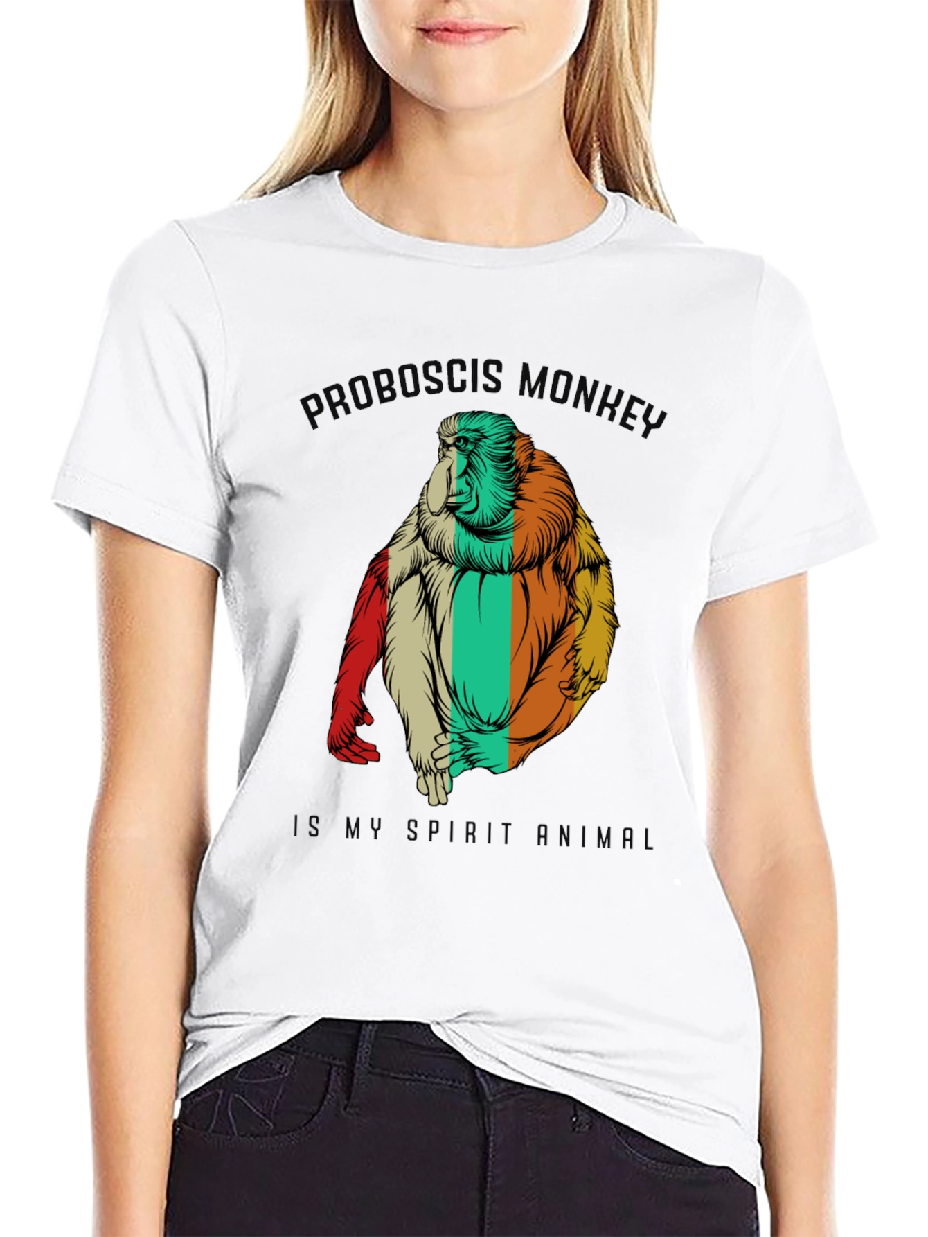 Proboscis Monkey Spirit Animal Graphic Tee - Black