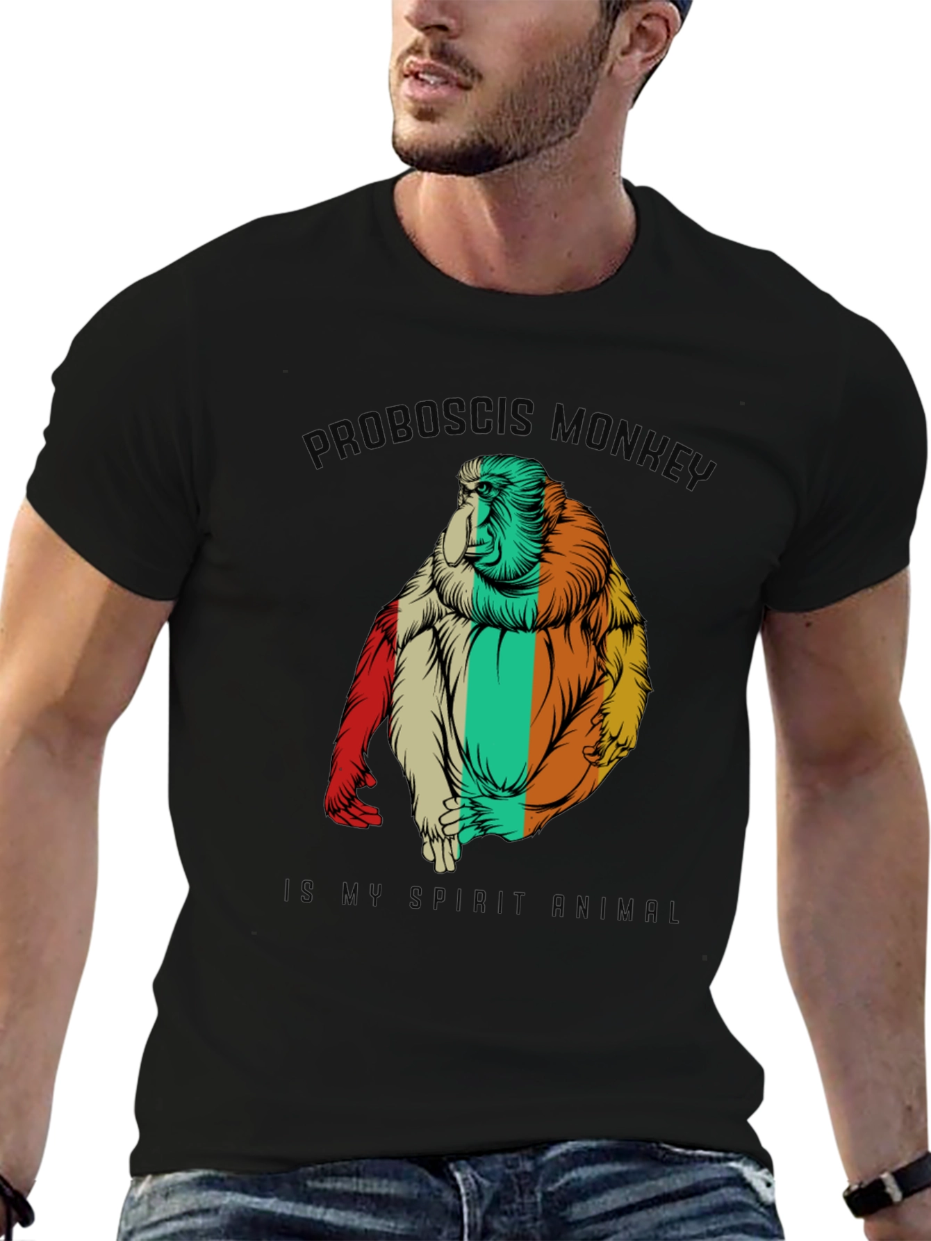 Proboscis Monkey Spirit Animal Graphic Tee - Black