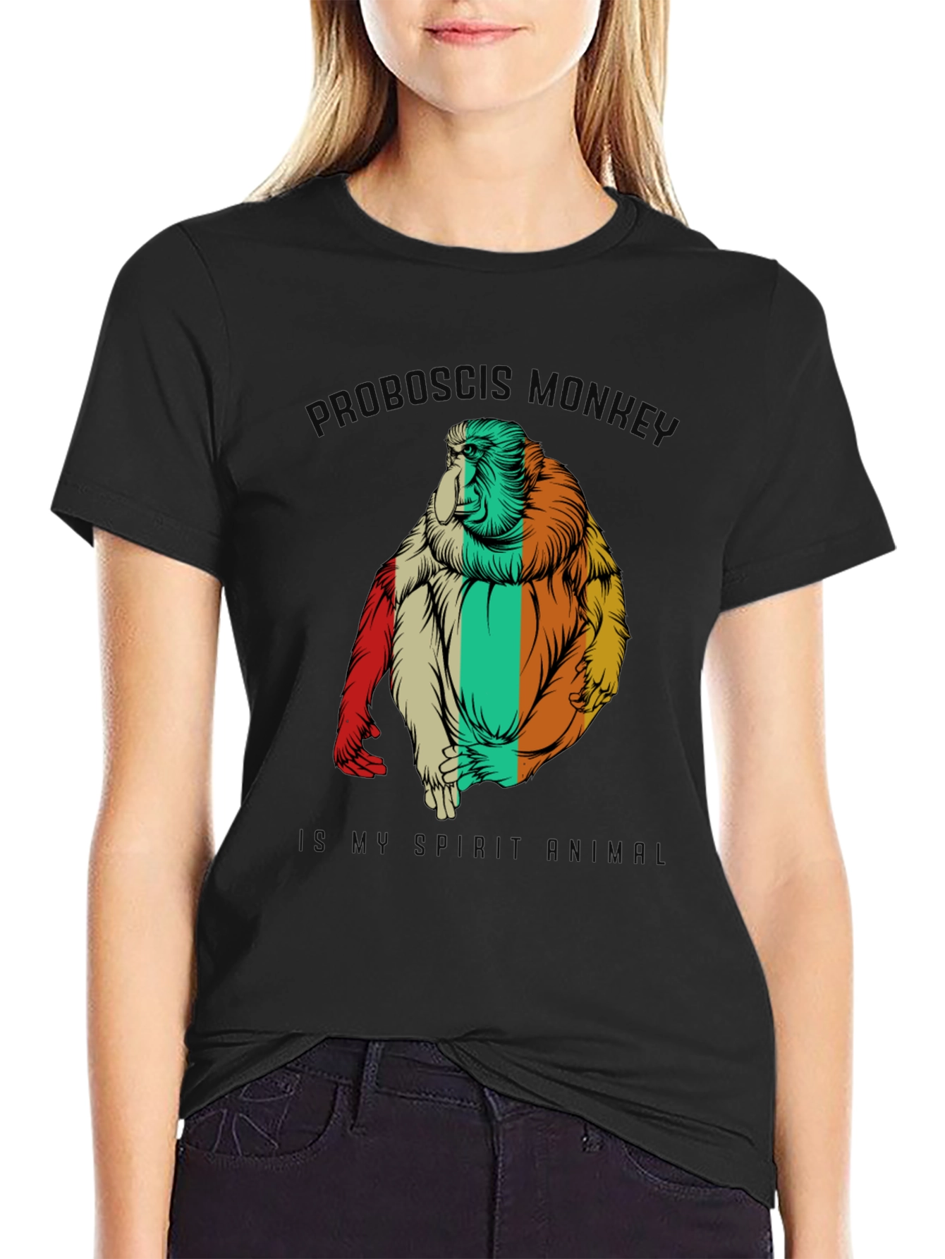 Proboscis Monkey Spirit Animal Graphic Tee - Black