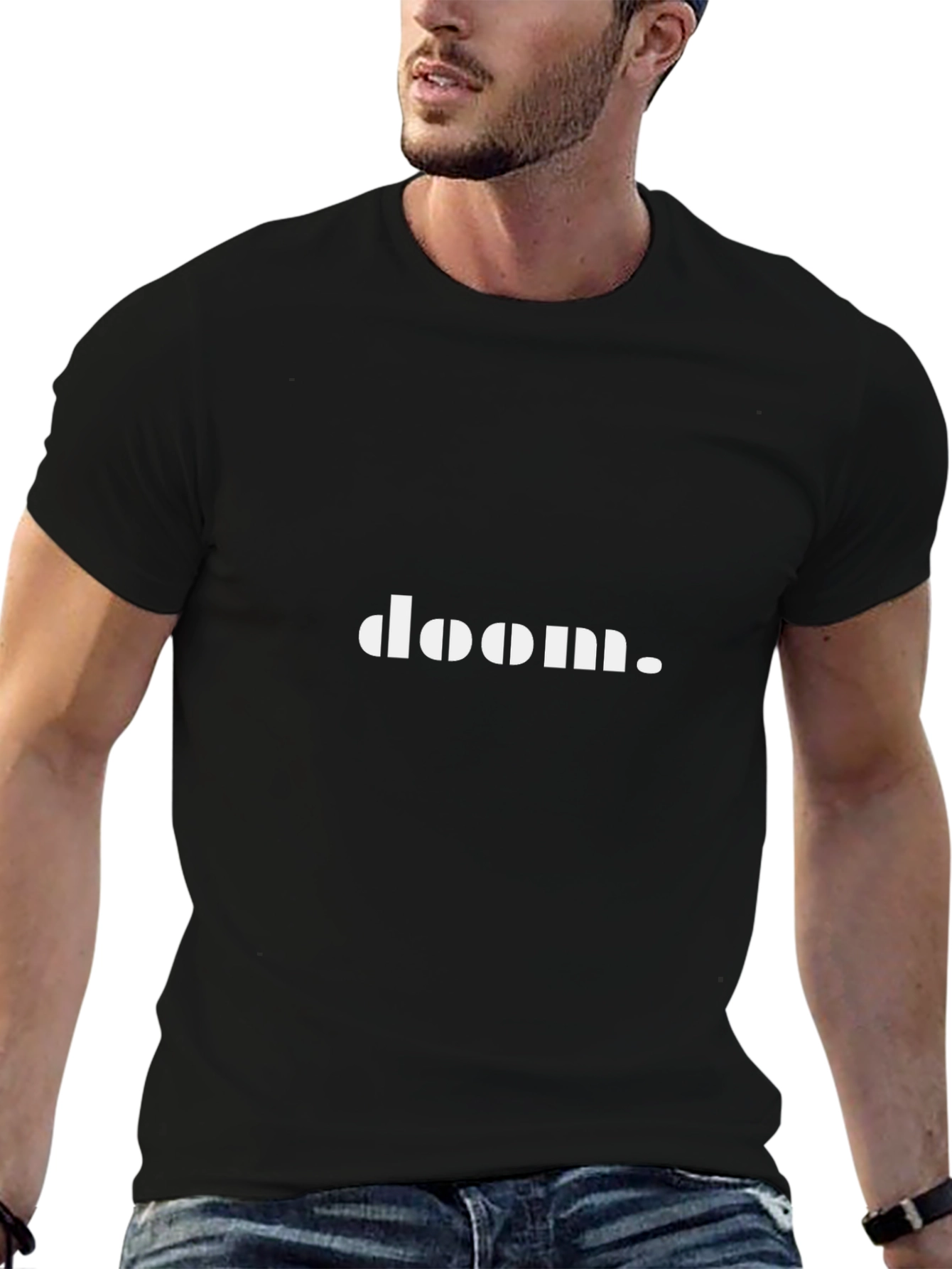 Doom. Graphic Tee - Stylish Mens Black T-Shirt