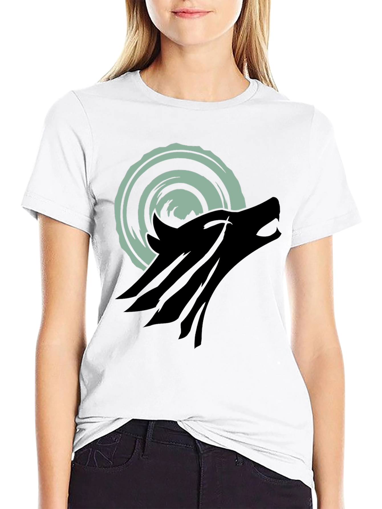 Wolf Howling at Moon Graphic Tee - Black