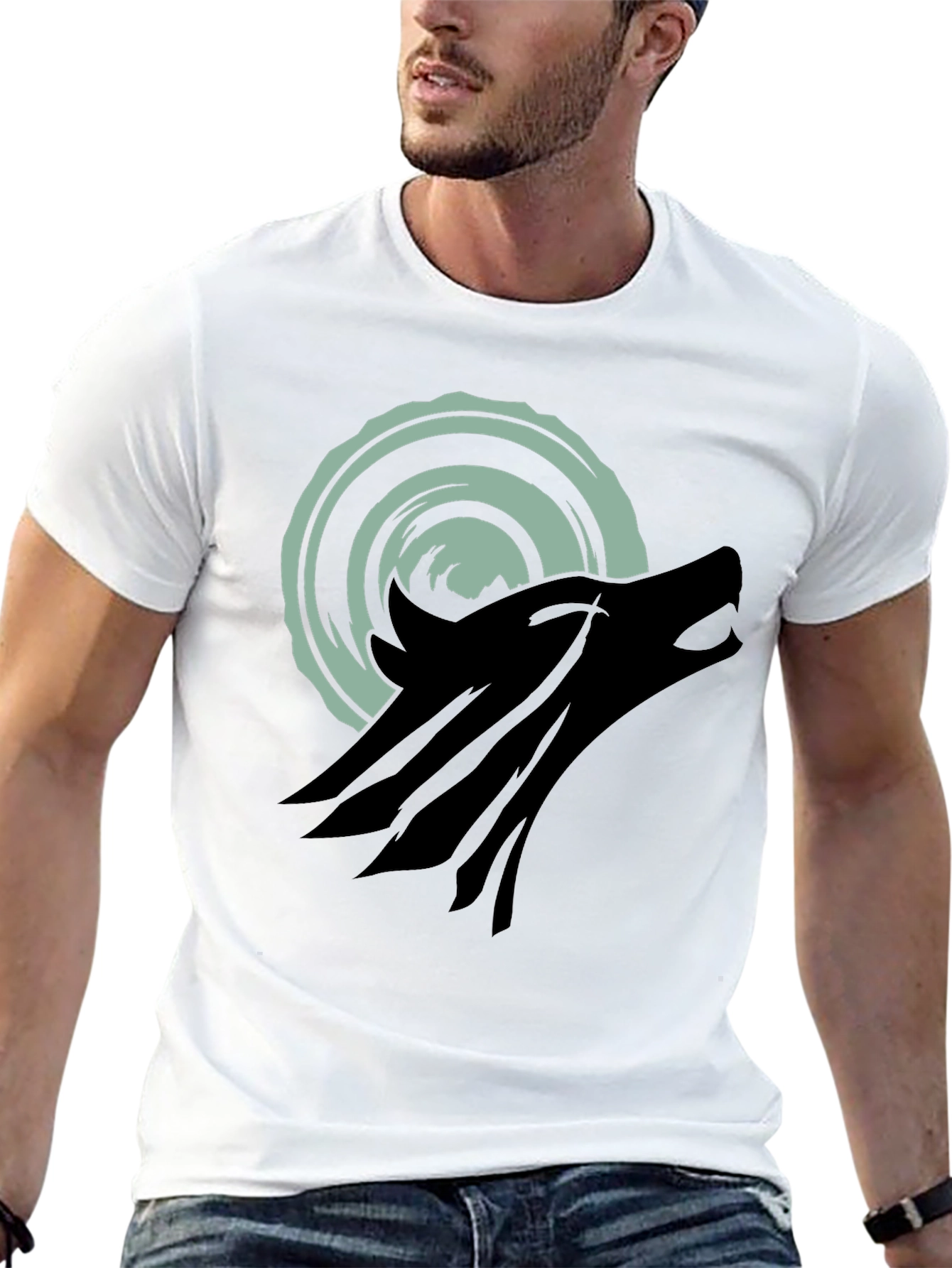 Wolf Howling at Moon Graphic Tee - Black