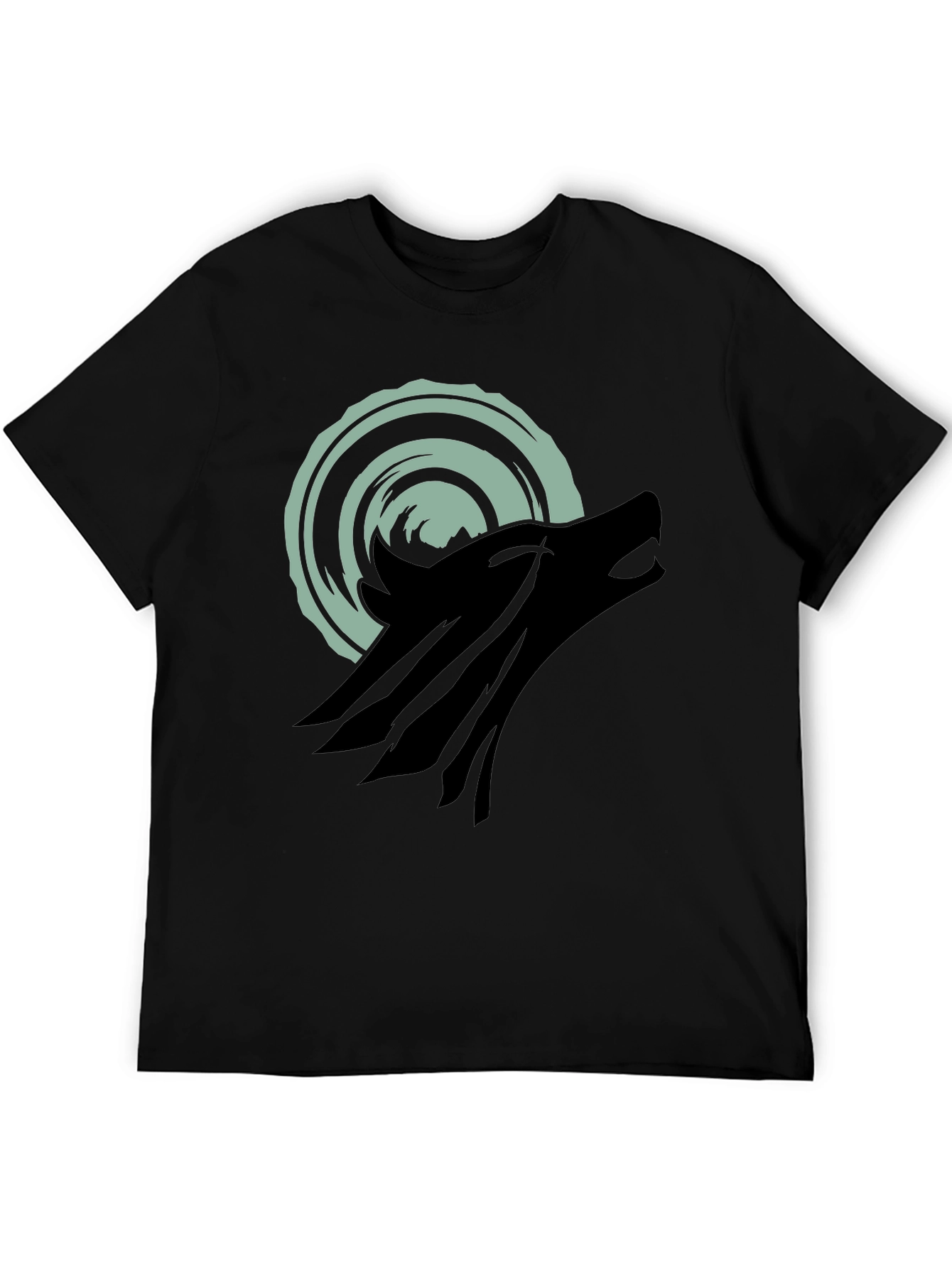 Wolf Howling at Moon Graphic Tee - Black
