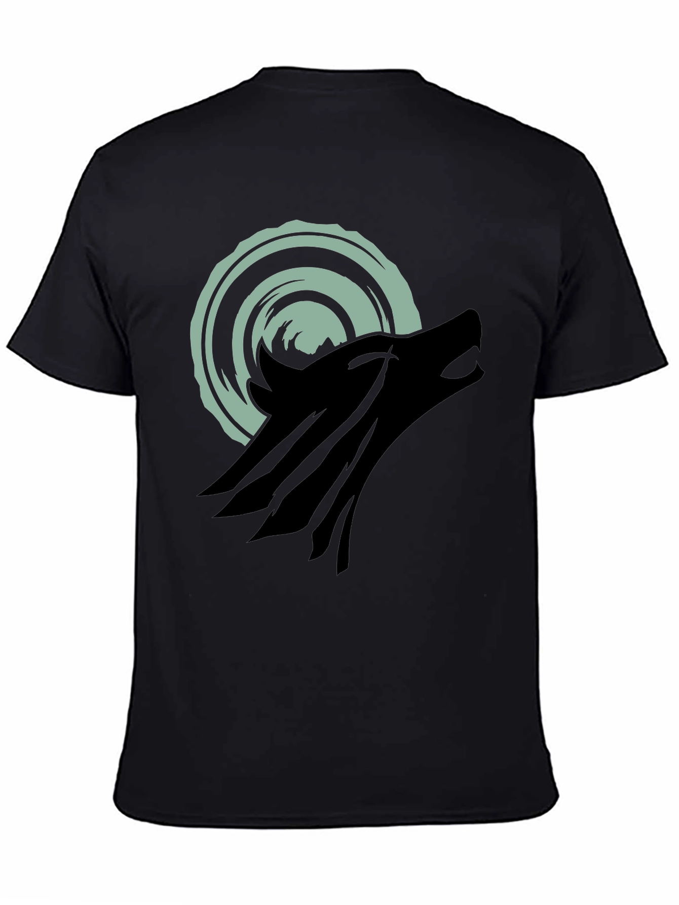 Wolf Howling at Moon Graphic Tee - Black