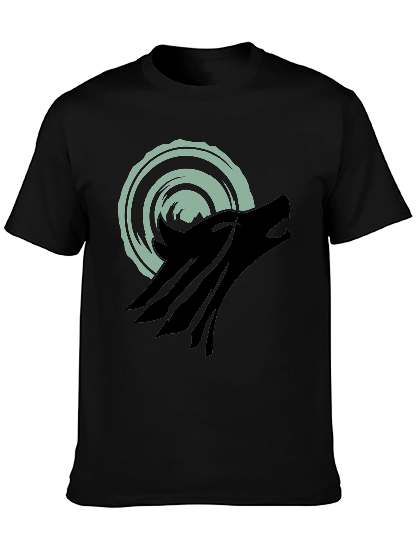 Wolf Howling at Moon Graphic Tee - Black
