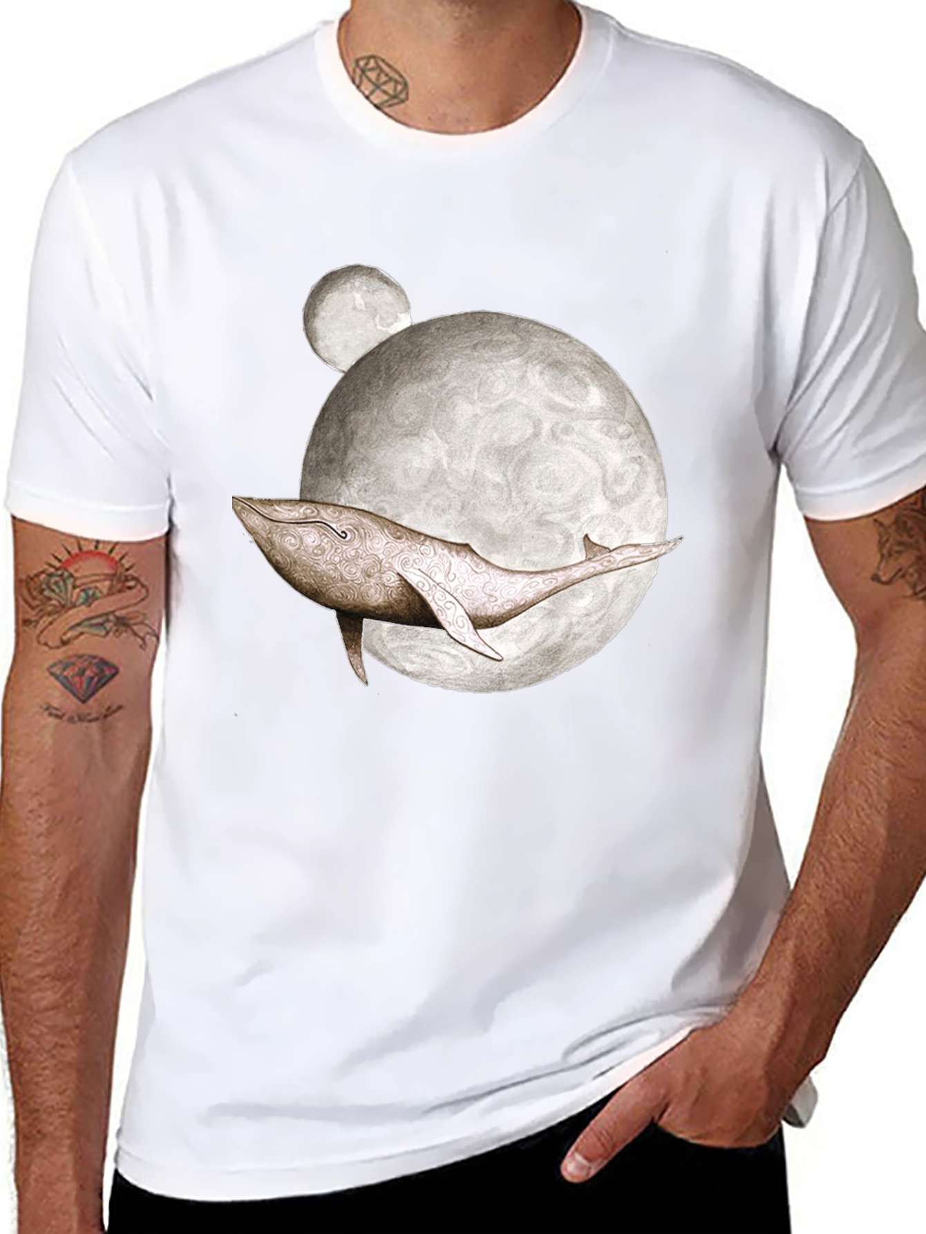 Whale Moon Graphic T-Shirt - Unique Design