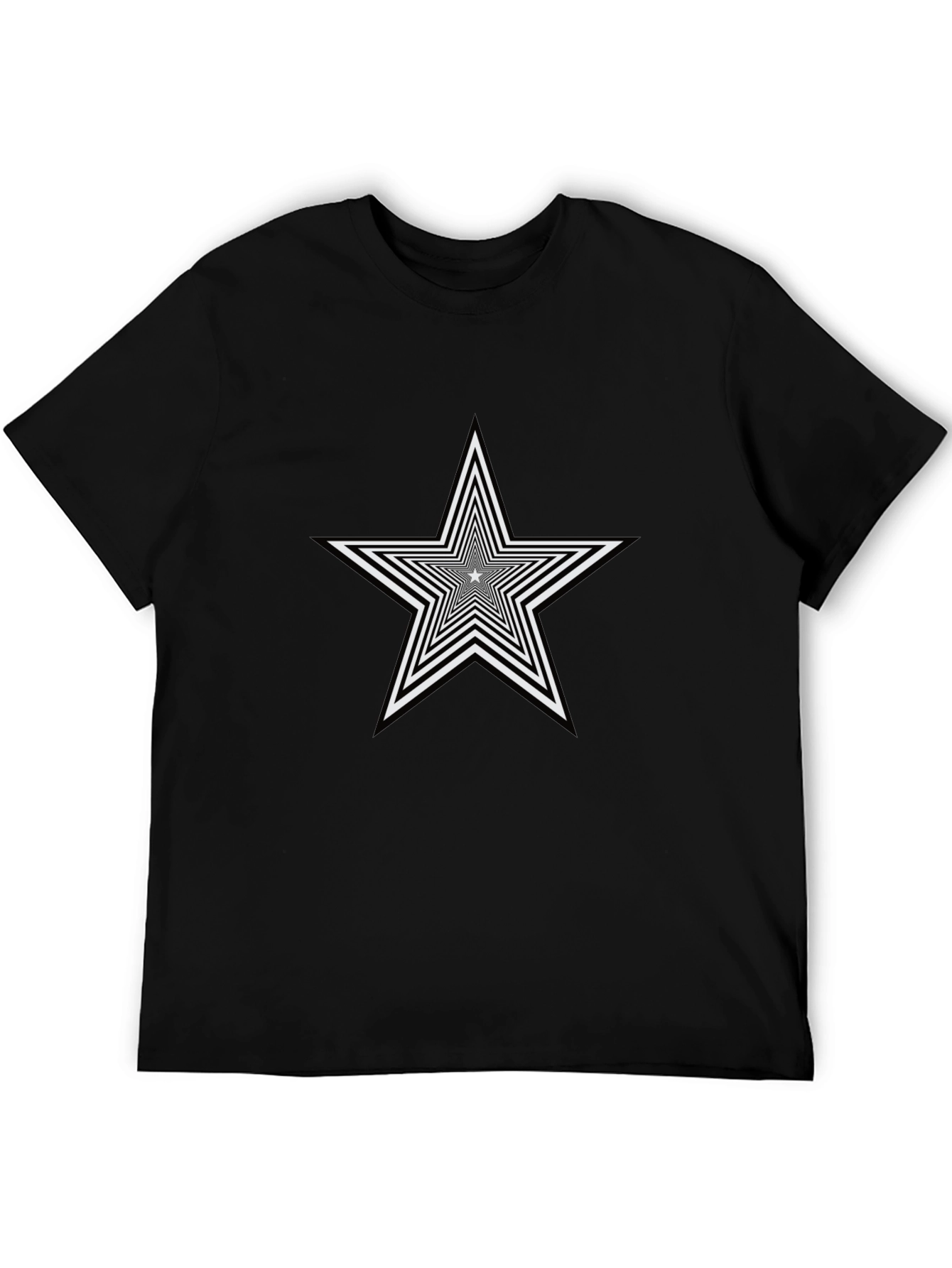 Optical Illusion Star Graphic Tee - Black