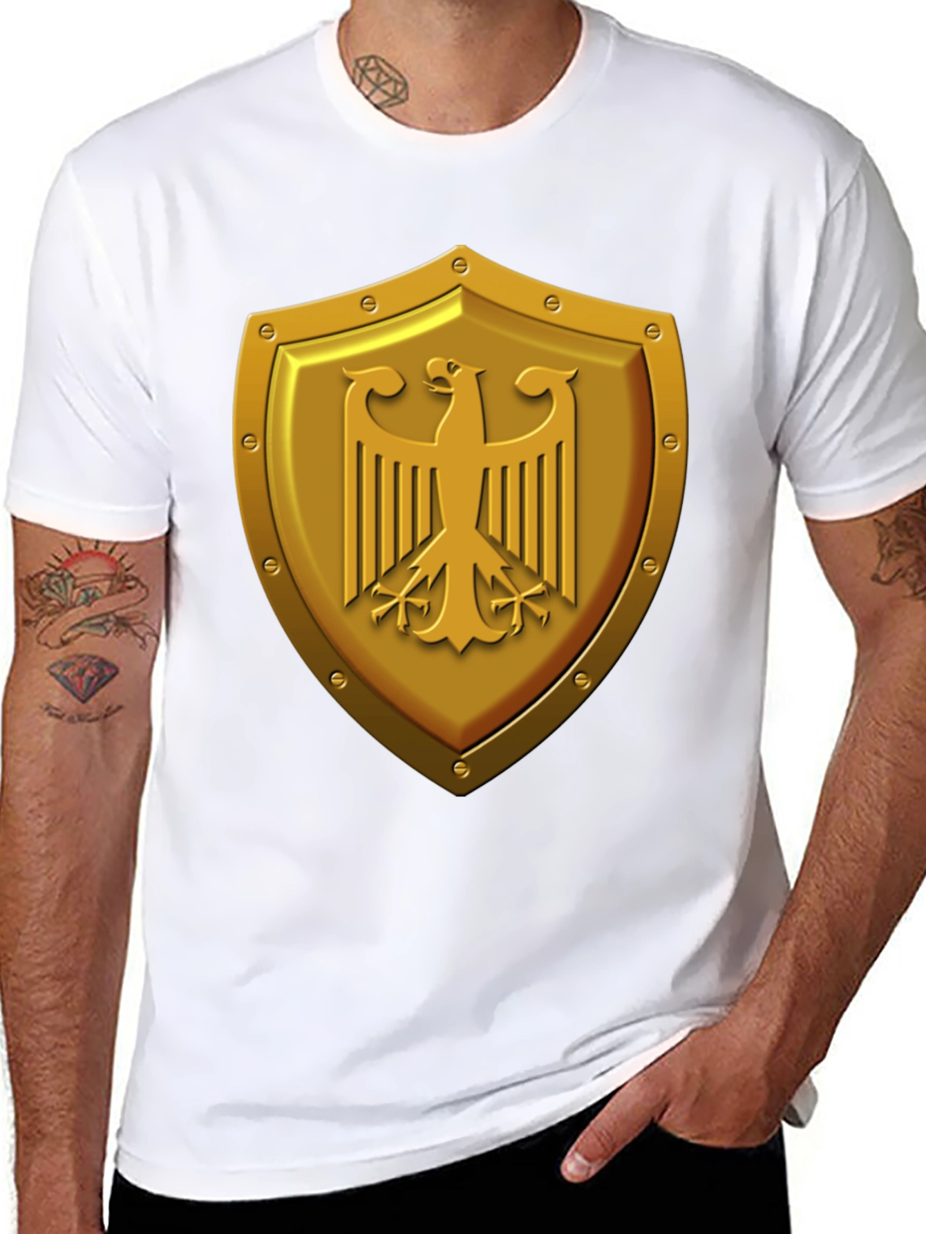 Gold Eagle Shield Graphic Tee - Black