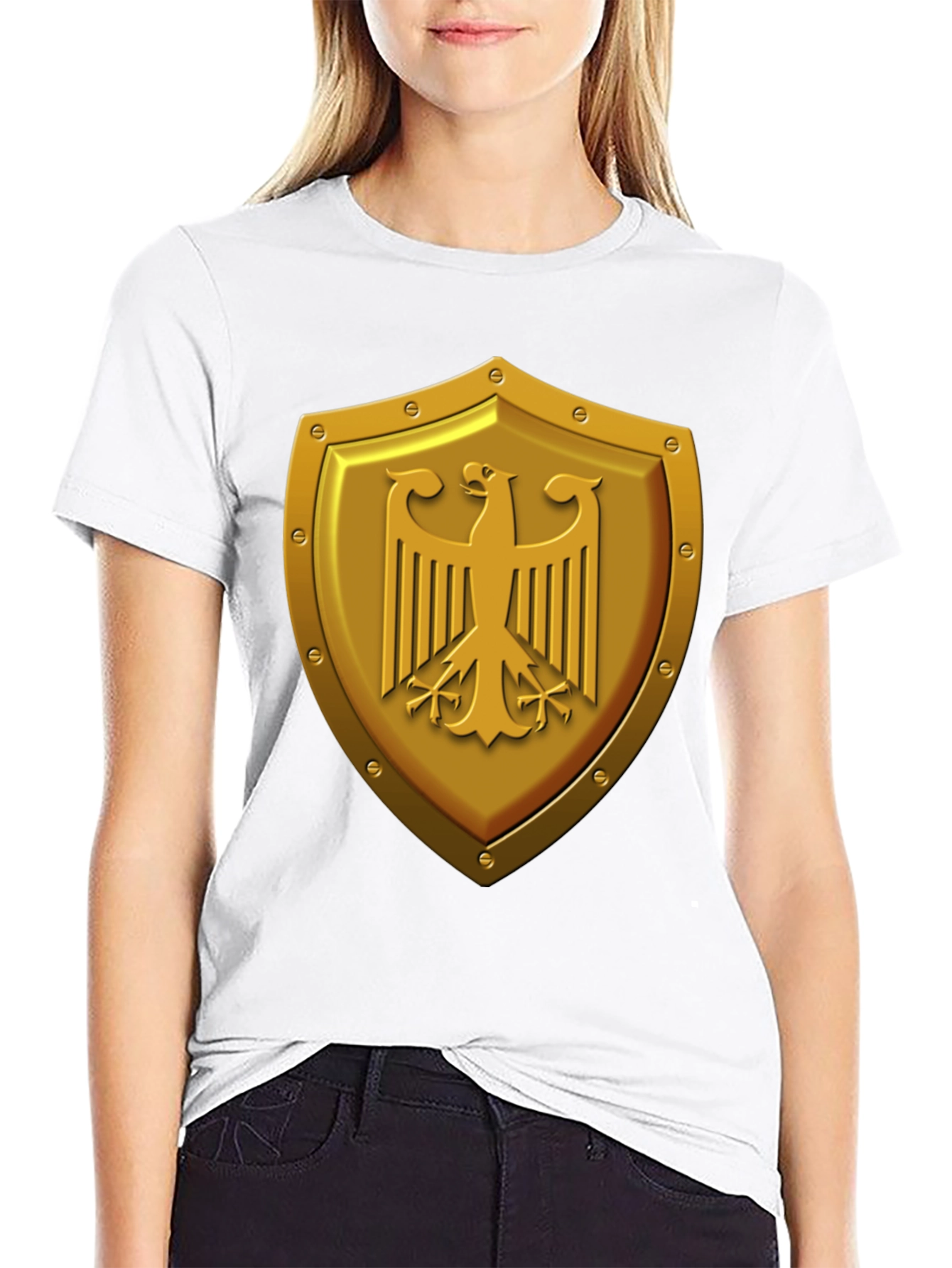 Gold Eagle Shield Graphic Tee - Black