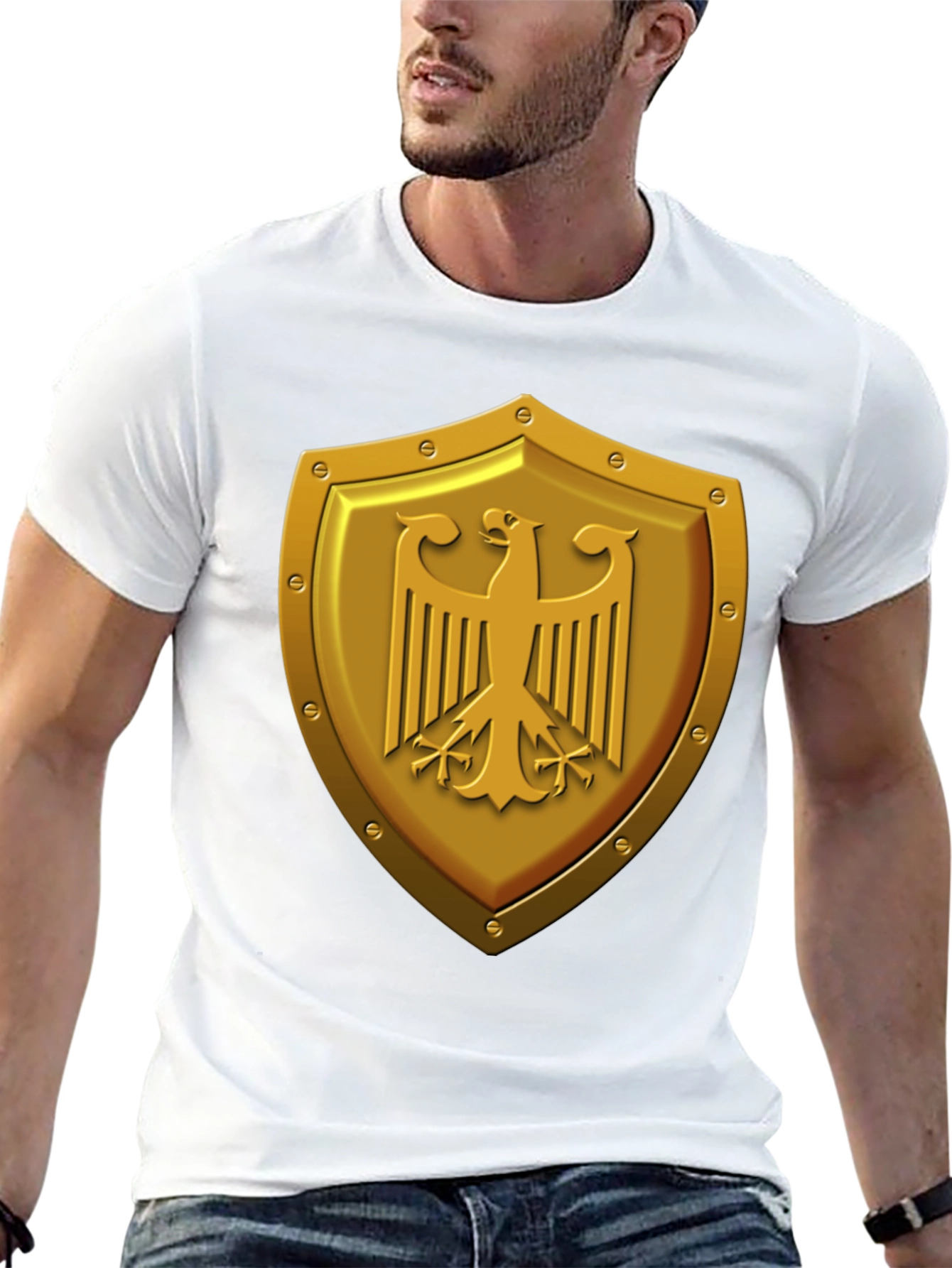 Gold Eagle Shield Graphic Tee - Black