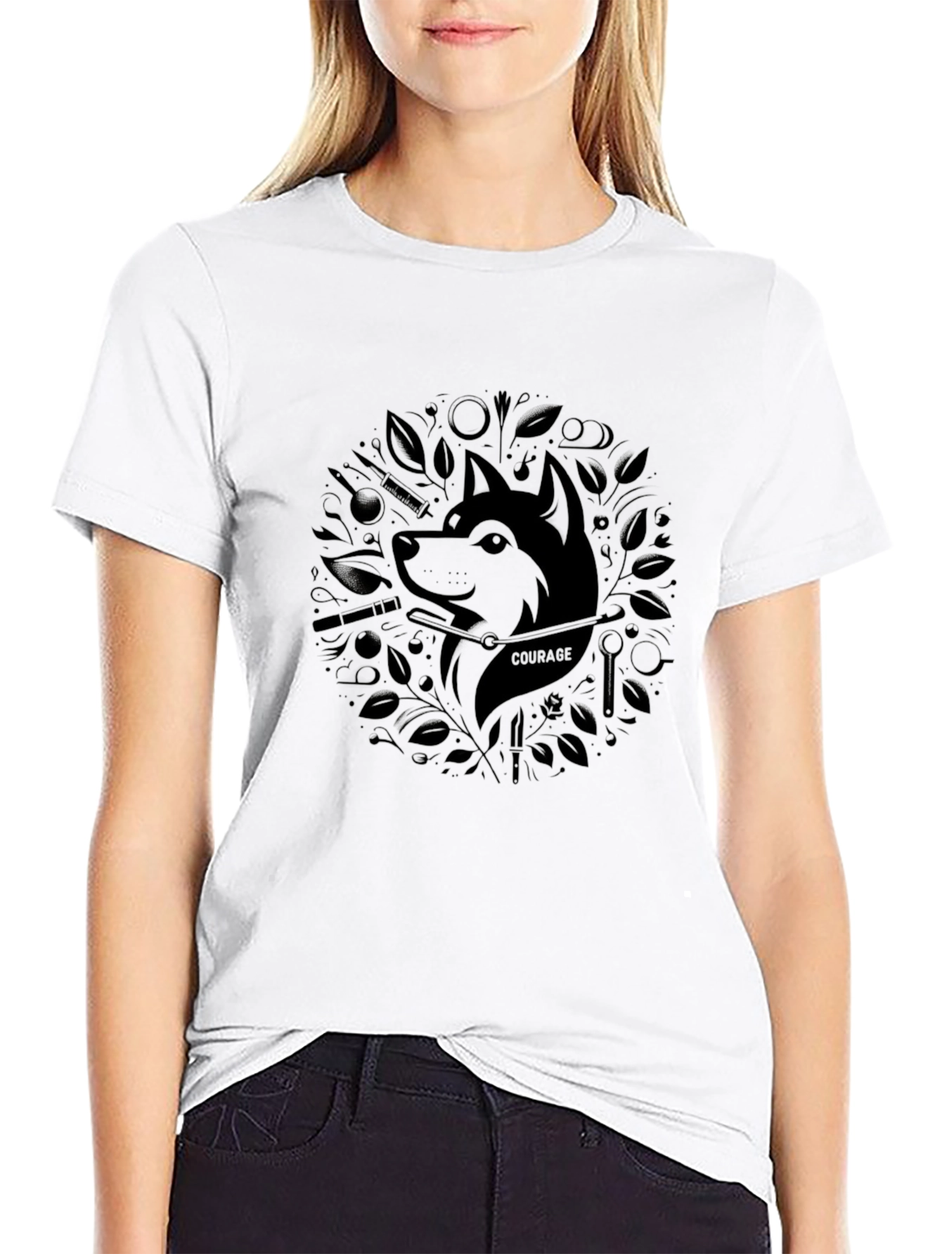 Courage Dog Graphic Tee - Black