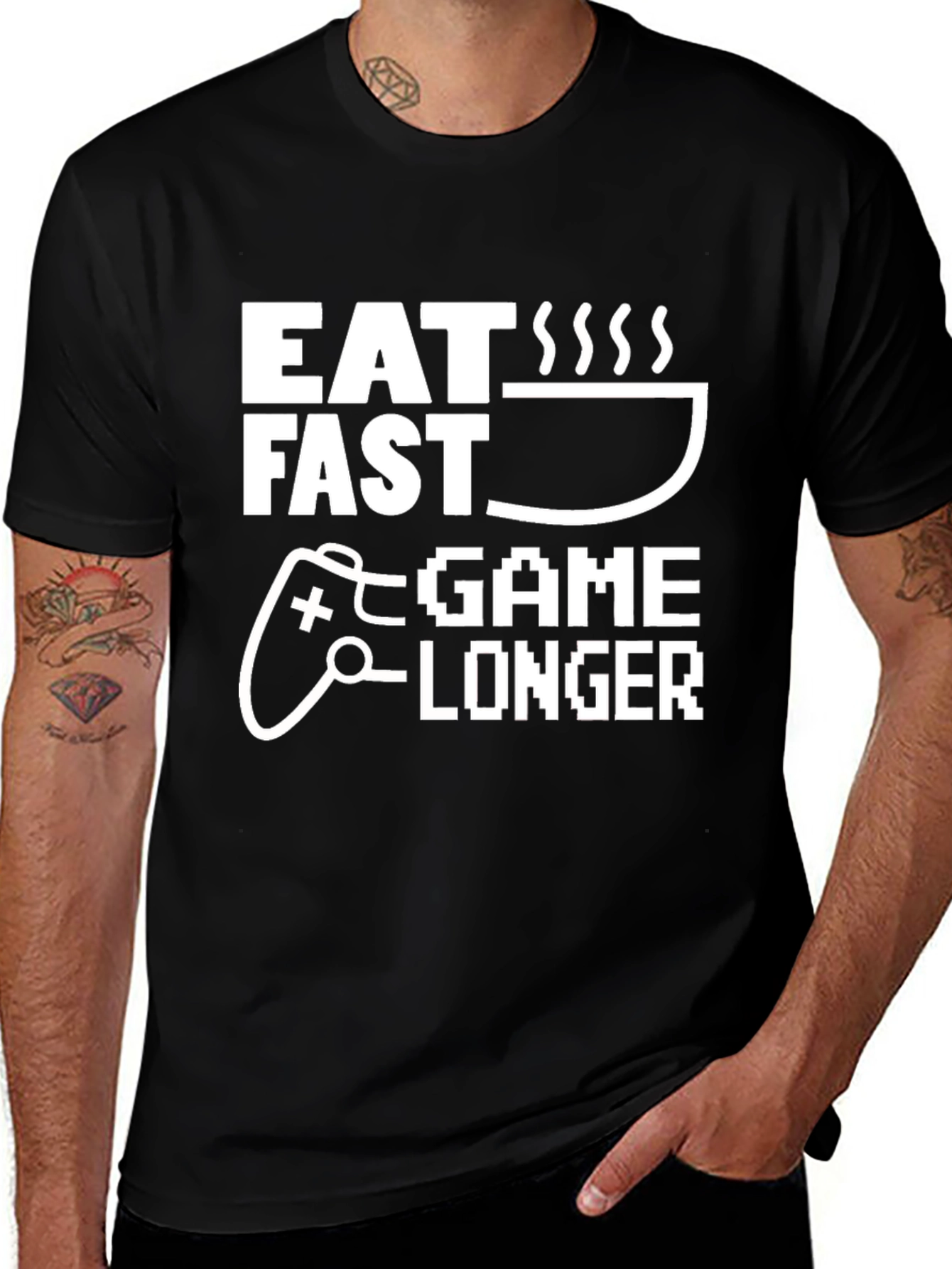Eat Fast Game Longer Black T-Shirt