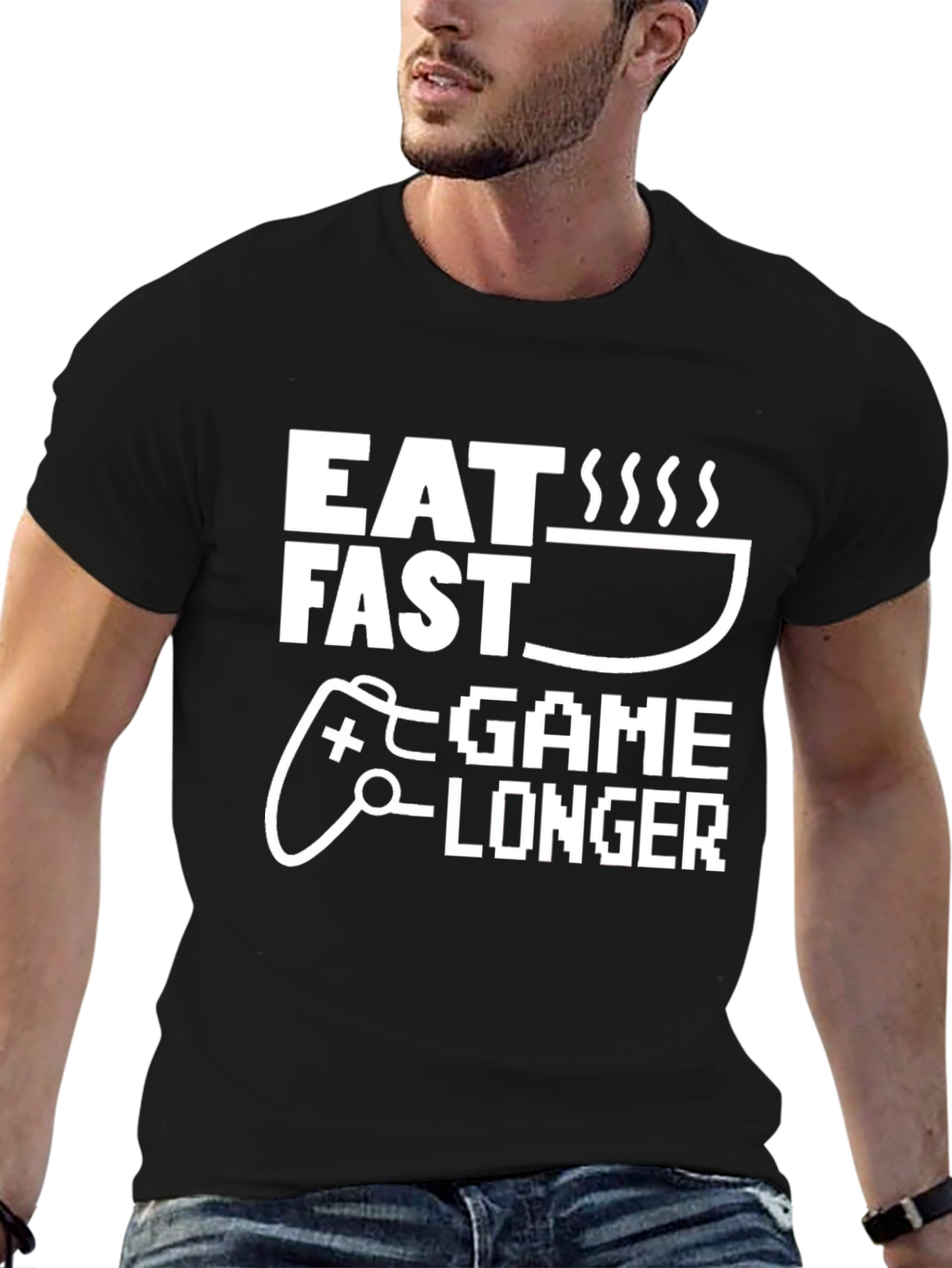 Eat Fast Game Longer Black T-Shirt