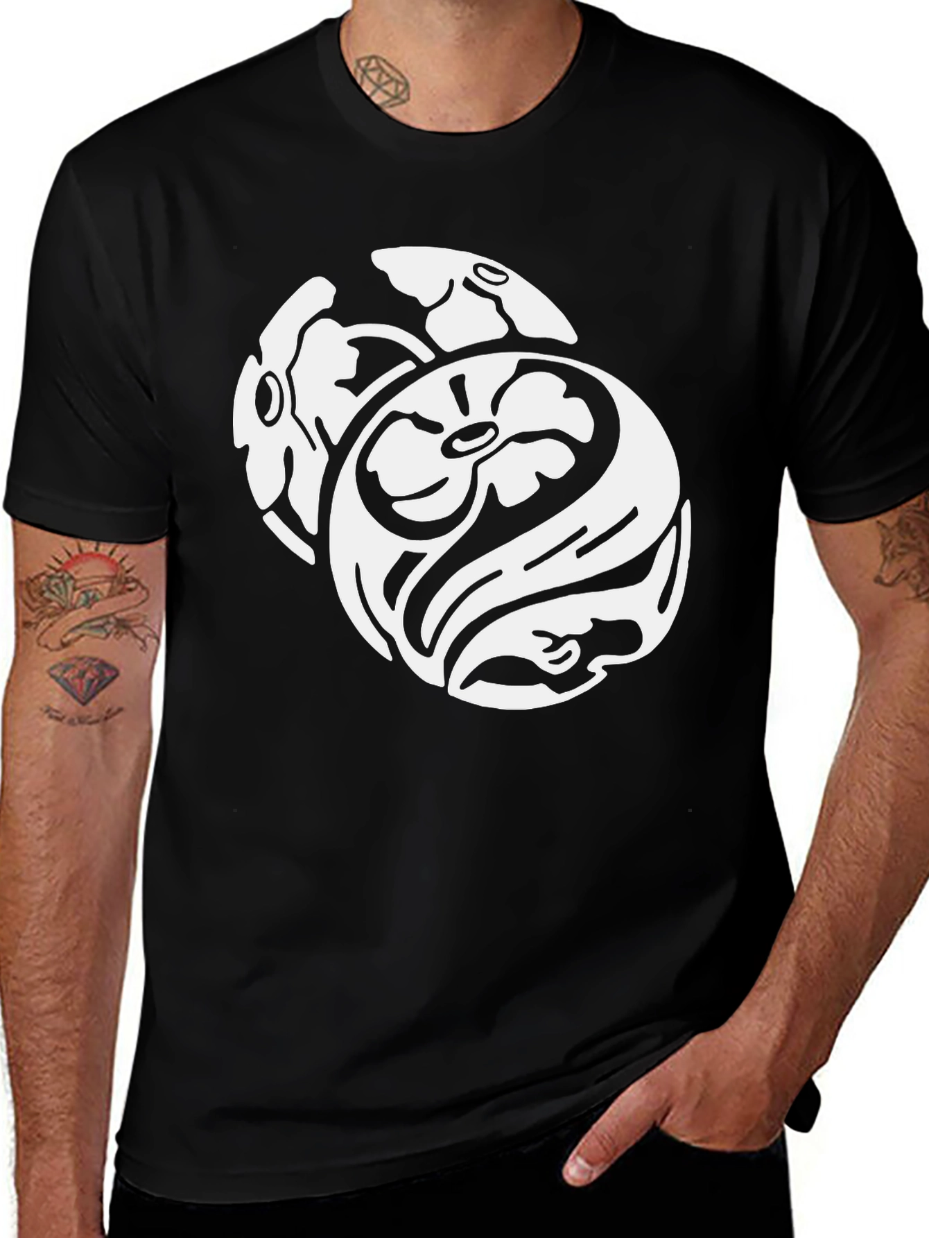 Floral Yin Yang Graphic Tee - Modern Design