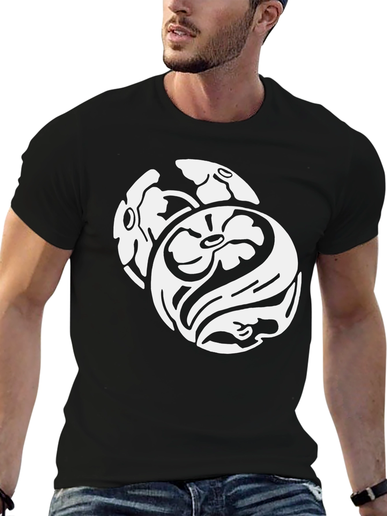 Floral Yin Yang Graphic Tee - Modern Design