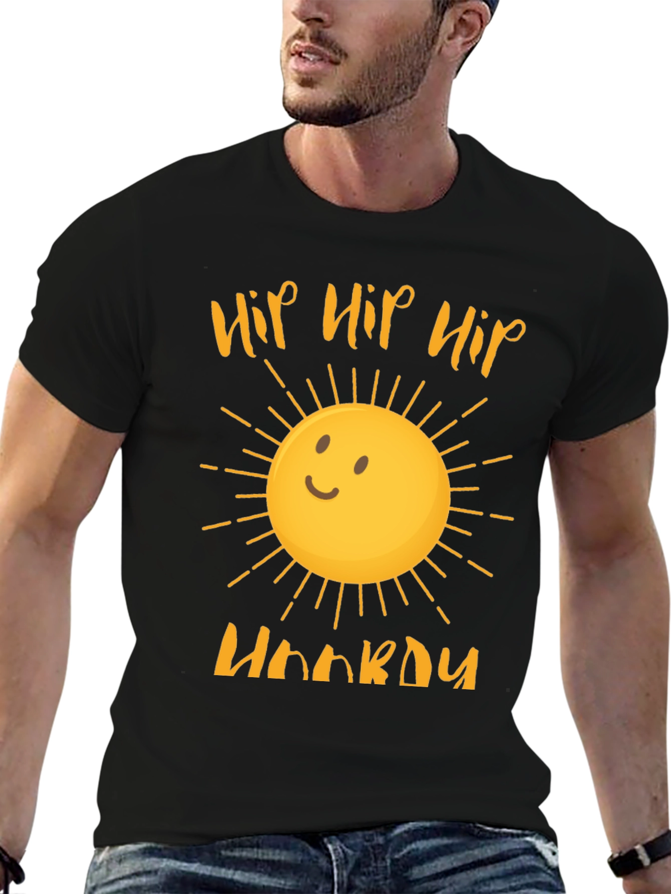 Hip Hip Hooray Sun Graphic Tee - Black