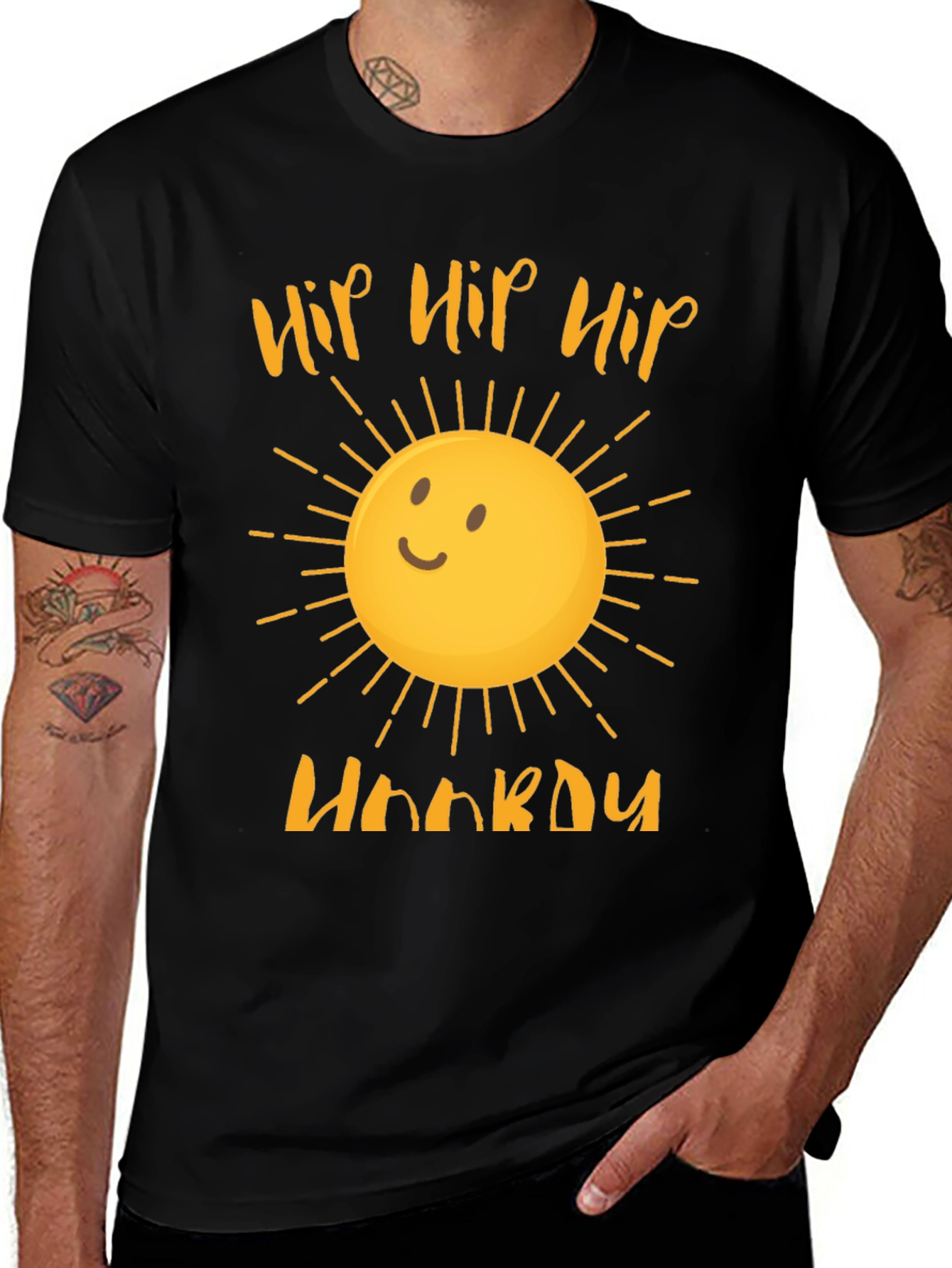 Hip Hip Hooray Sun Graphic Tee - Black