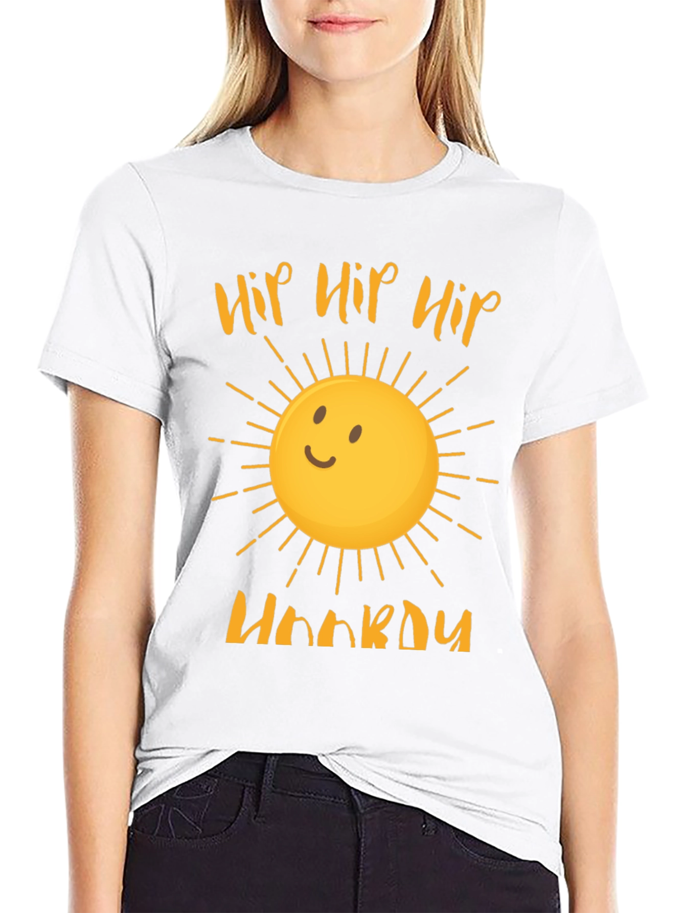Hip Hip Hooray Sun Graphic Tee - Black