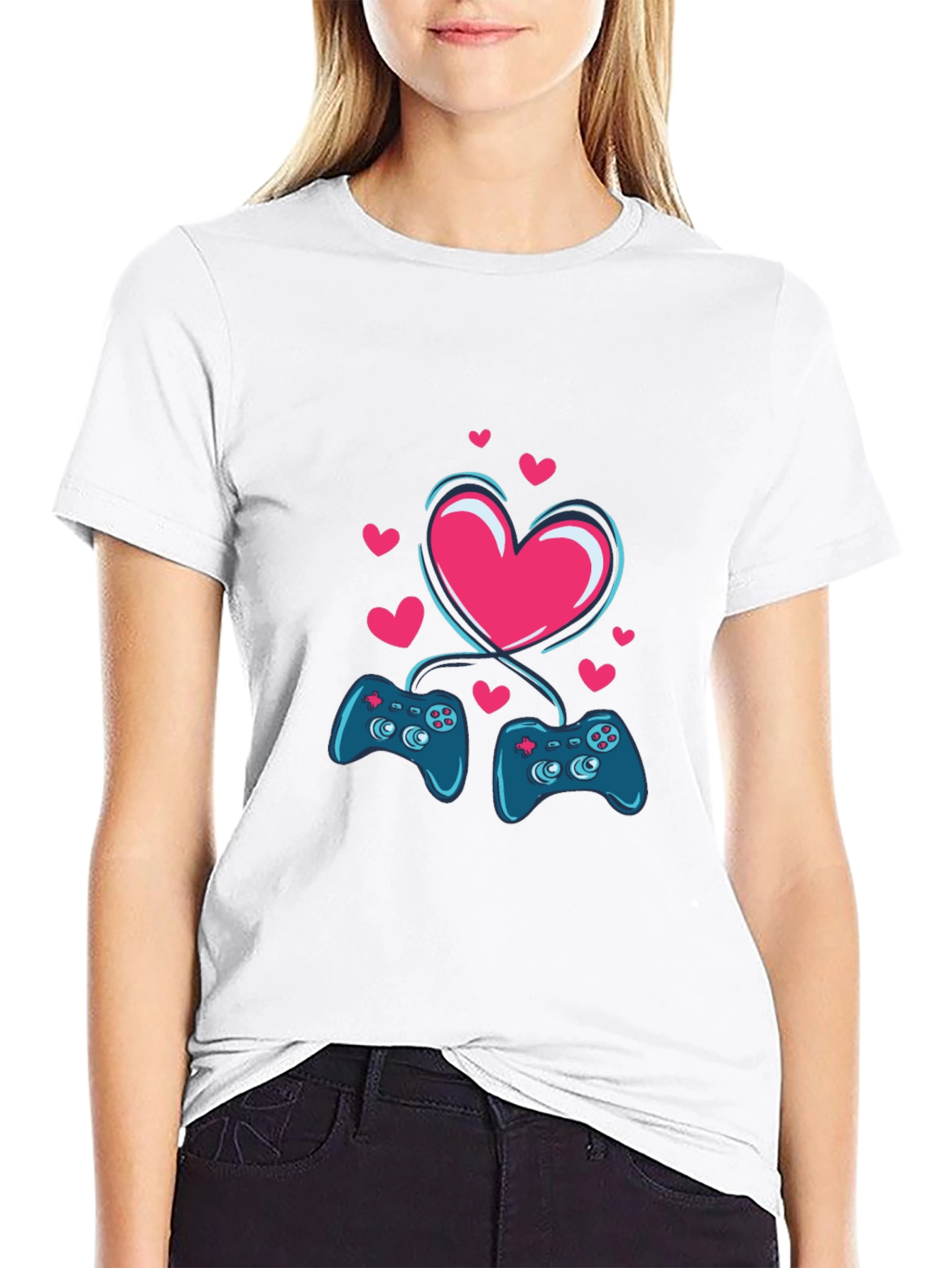 Gamer Love T-Shirt - Matching Controllers Heart Design