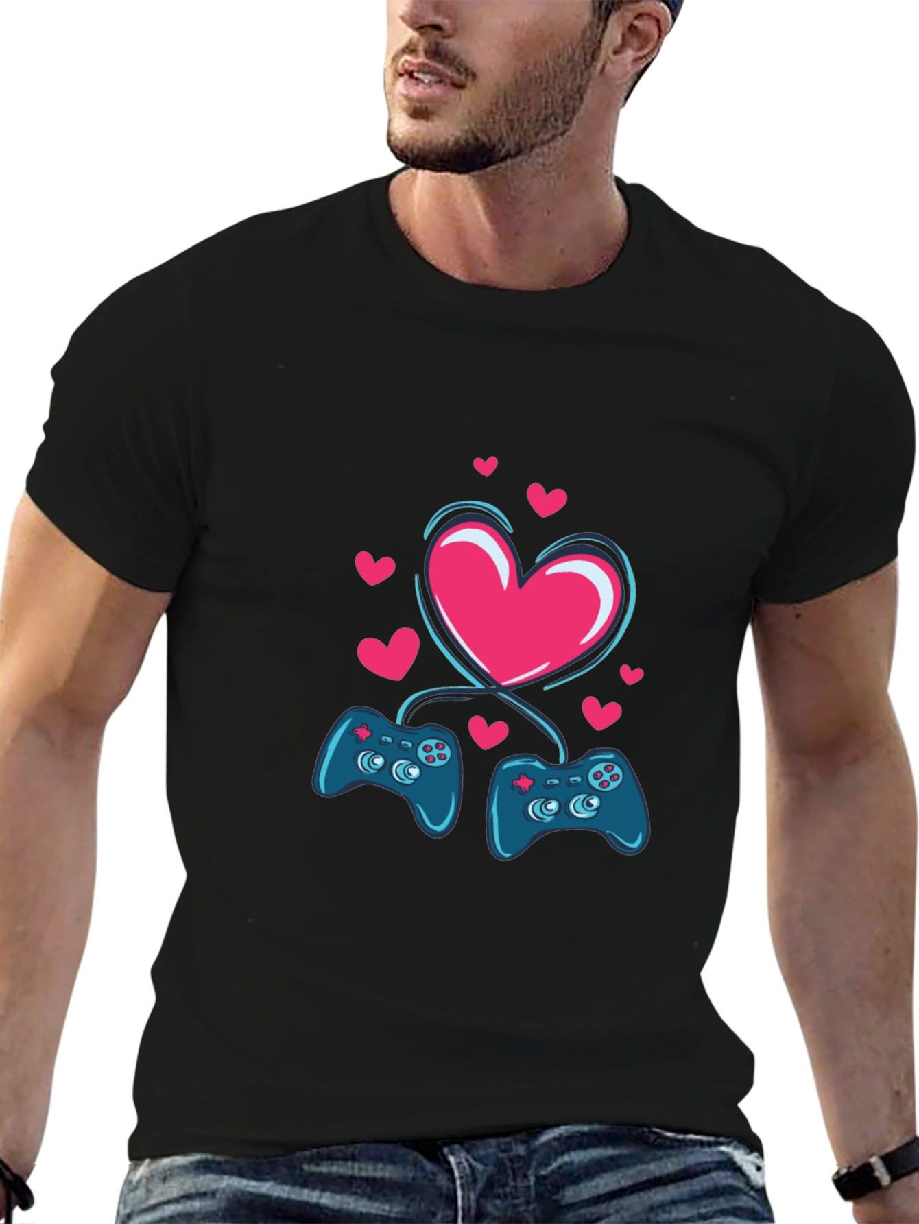 Gamer Love T-Shirt - Matching Controllers Heart Design