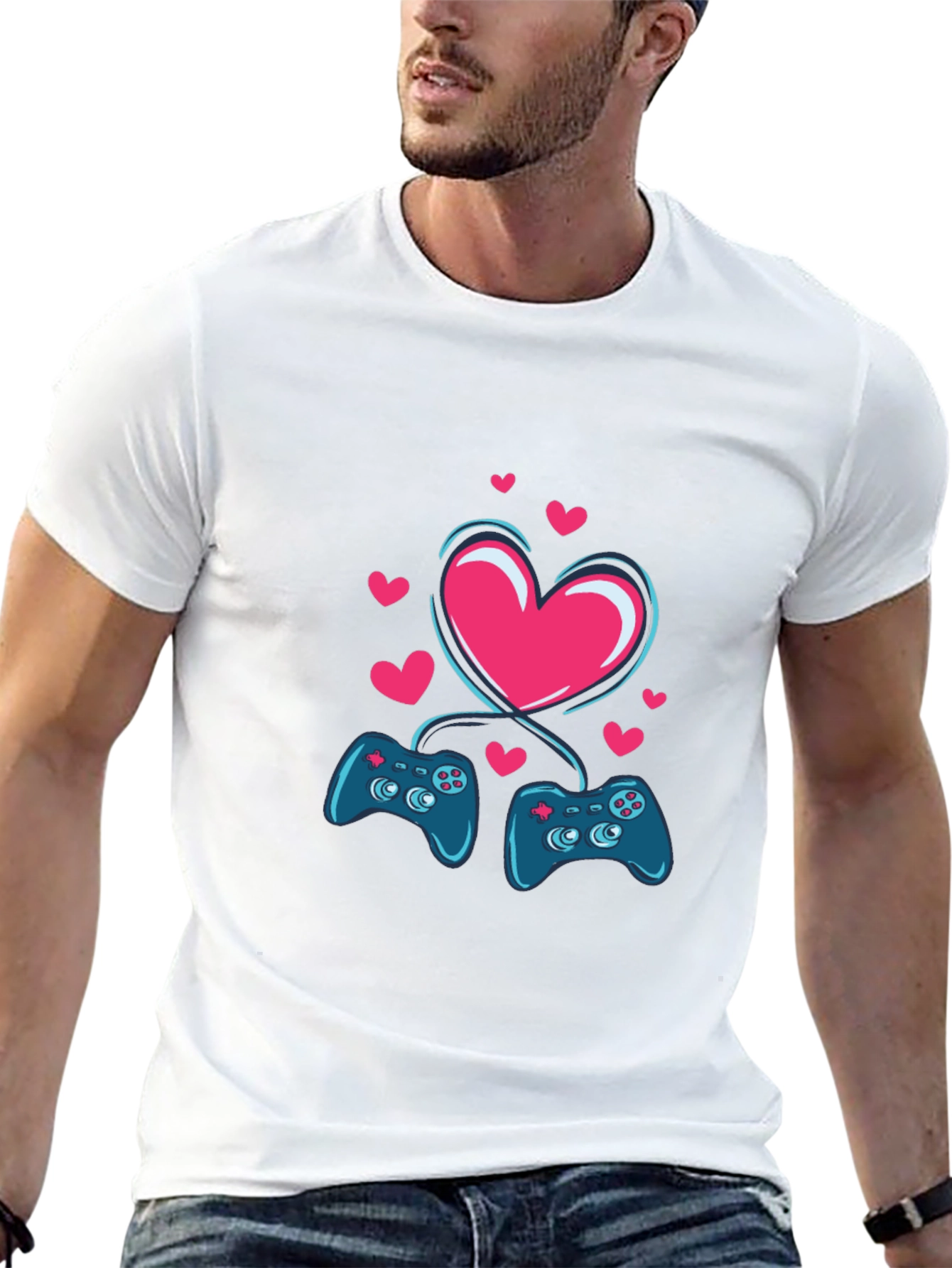 Gamer Love T-Shirt - Matching Controllers Heart Design