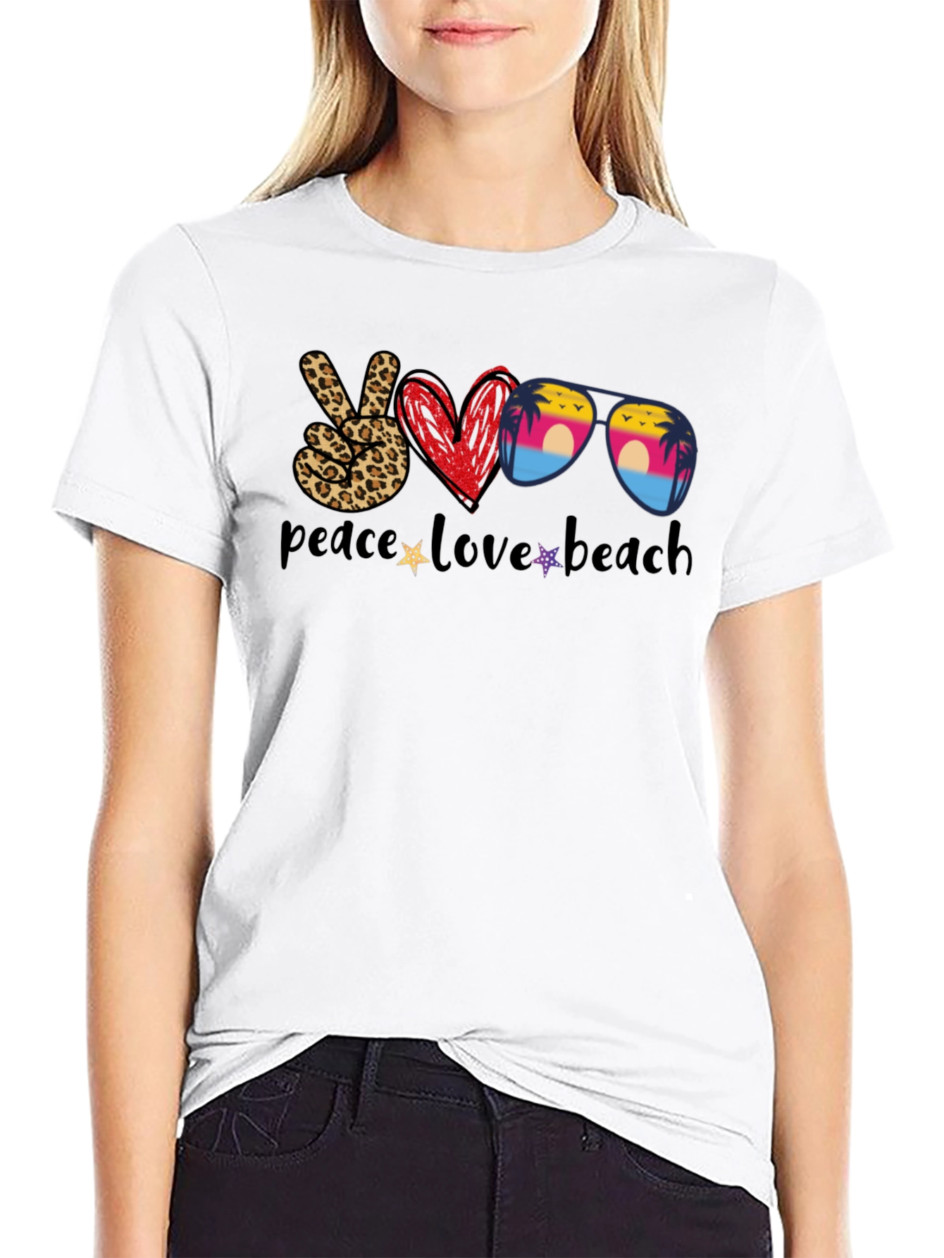 Peace Love Beach Graphic T-Shirt