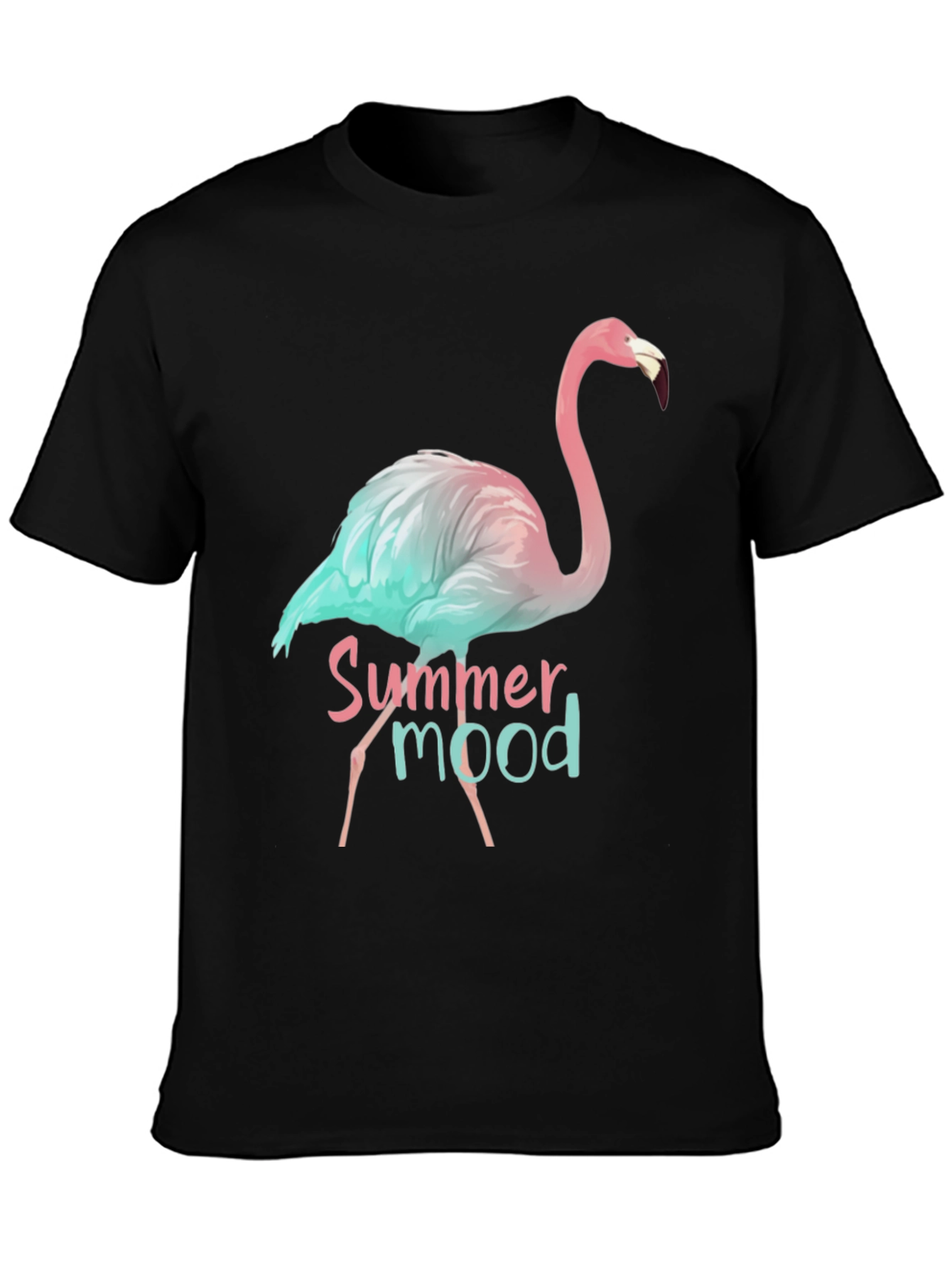 Summer Mood Flamingo Graphic Tee - Black