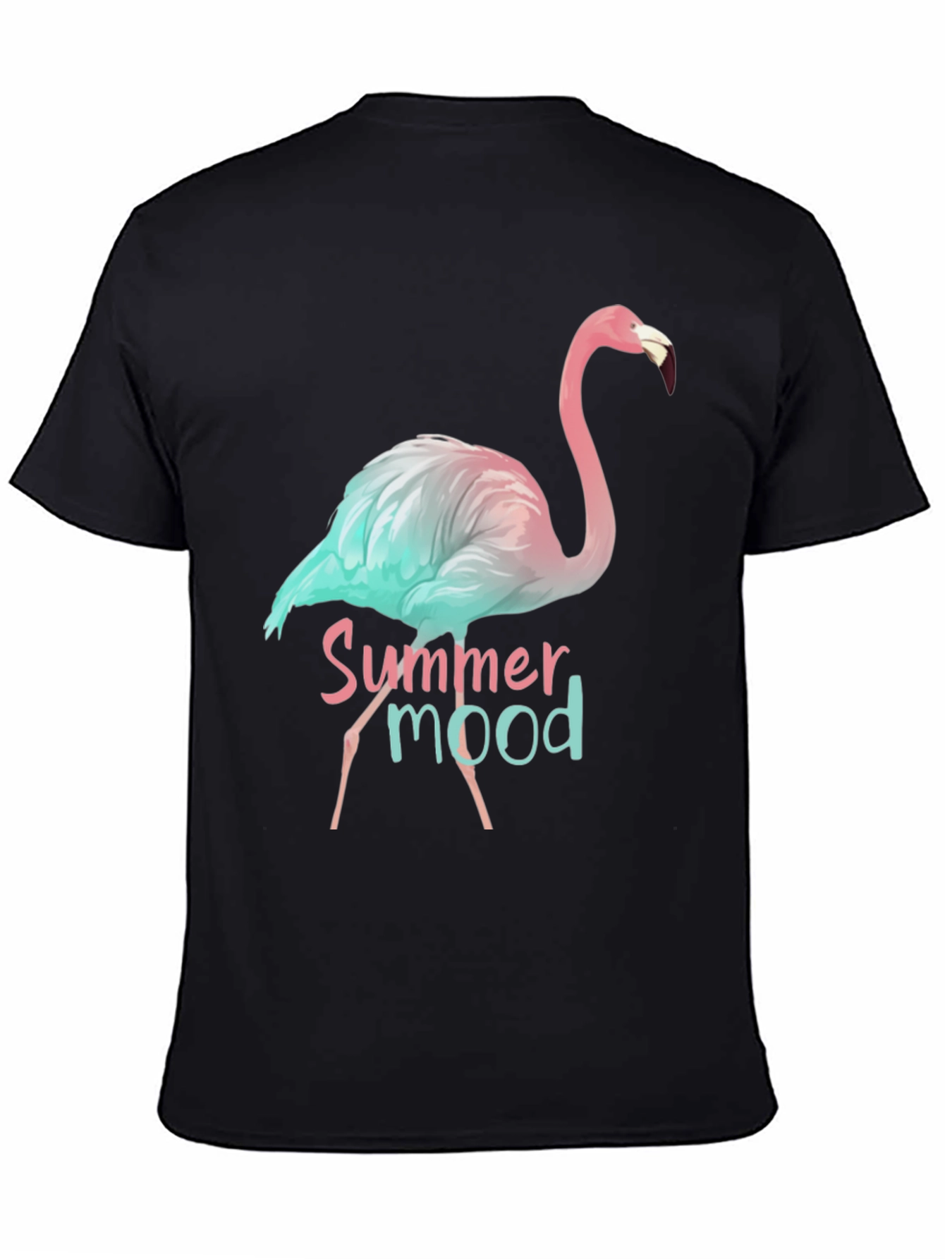 Summer Mood Flamingo Graphic Tee - Black